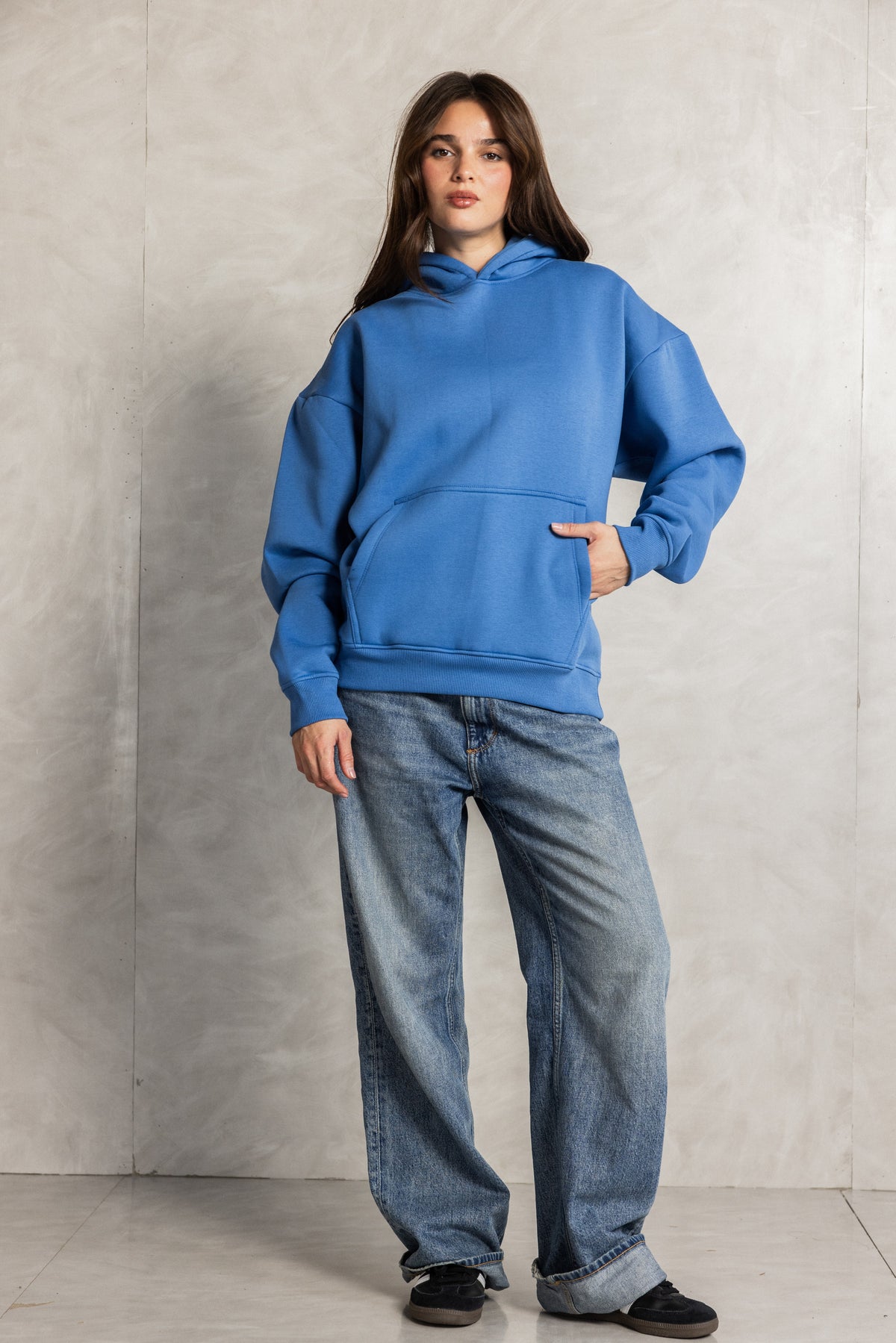 Royal Blue Relaxed-Fit Hoodie