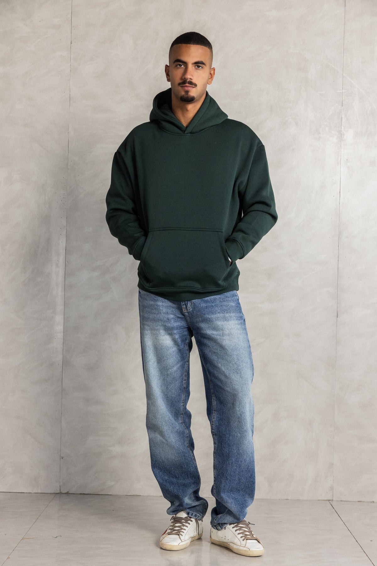 Dark Green Relaxed-Fit Hoodie