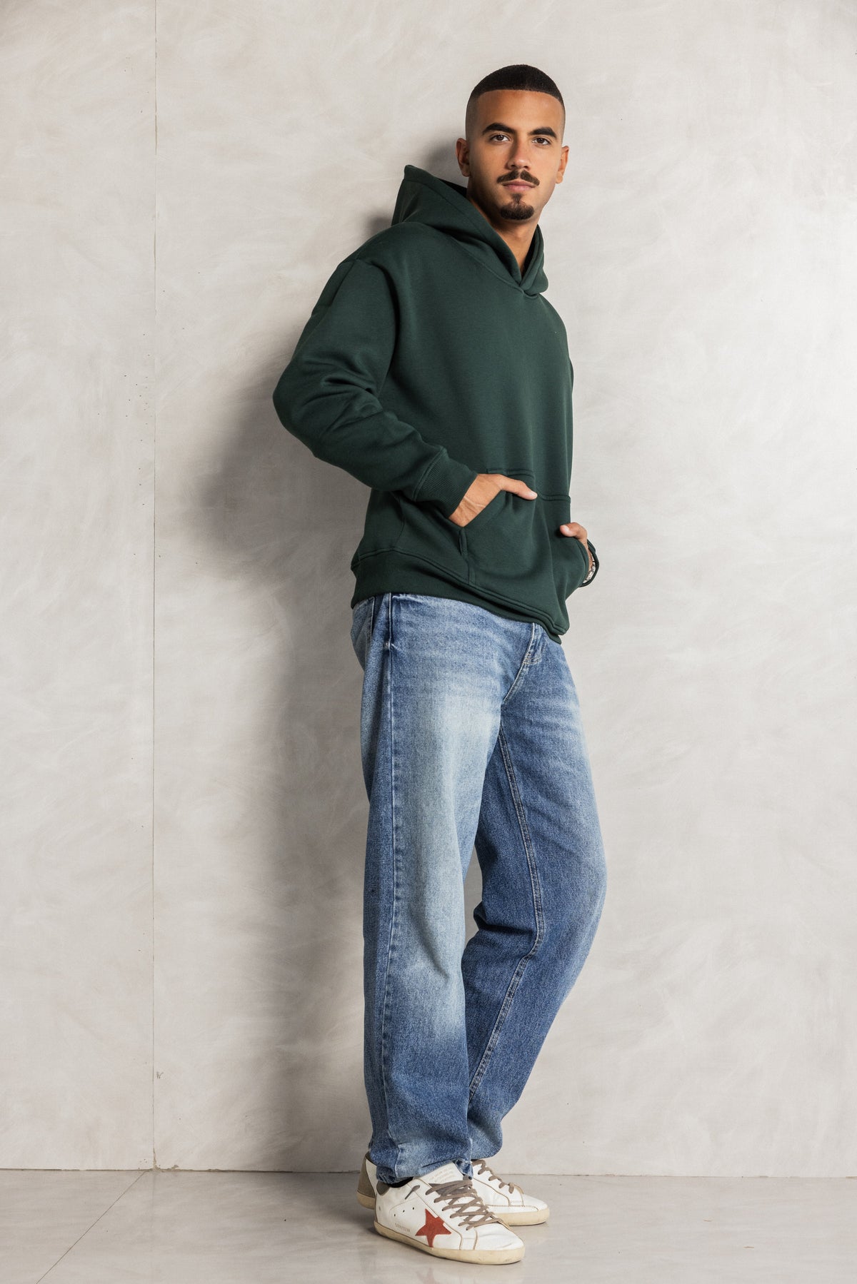 Dark Green Relaxed-Fit Hoodie