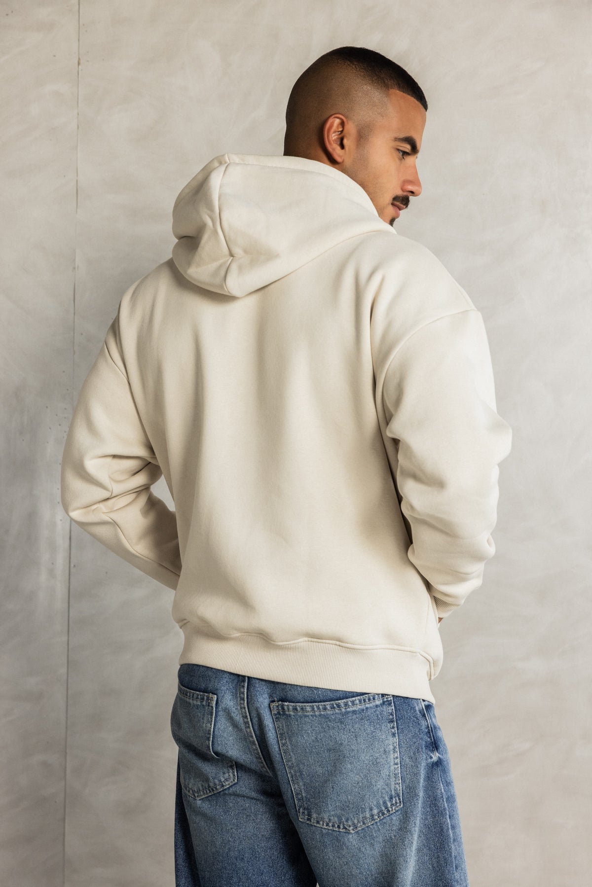 Beige Relaxed-Fit Hoodie