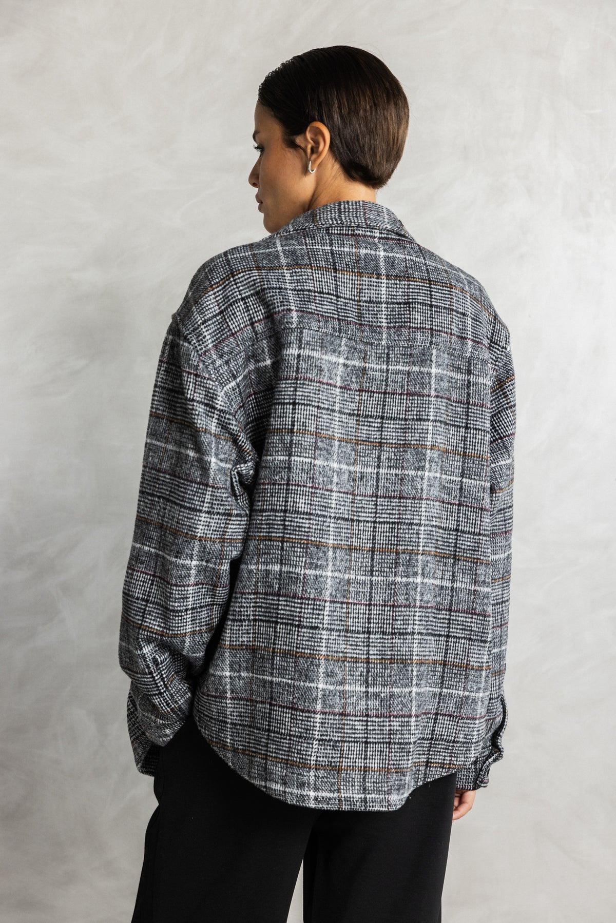 Black Check Buttoned Overshirt