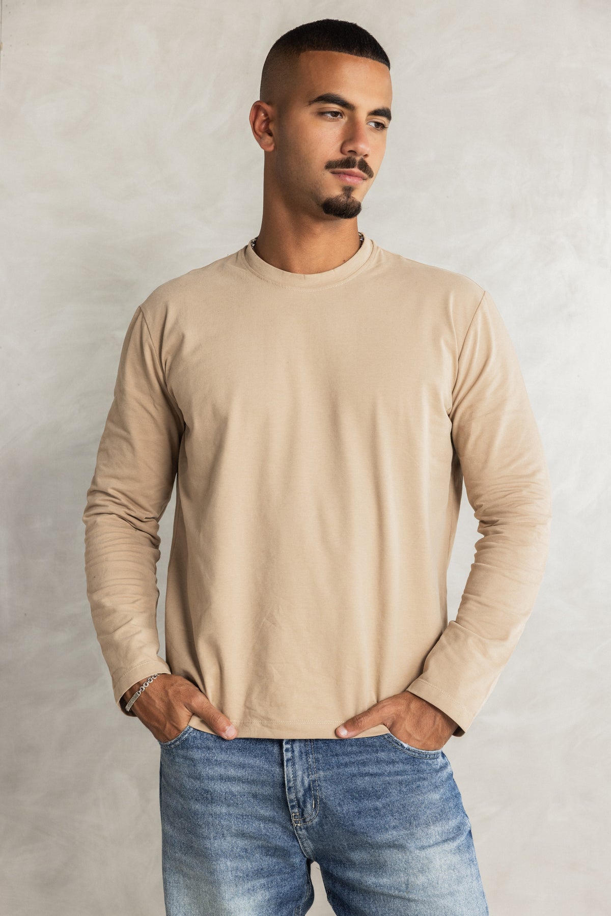 Beige Thermal long sleeve shirt