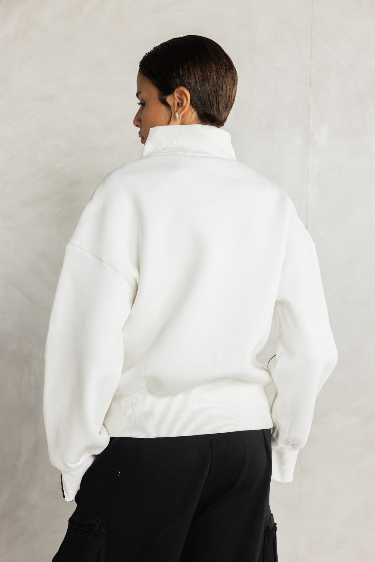 White Double Zipper Sweatshirt