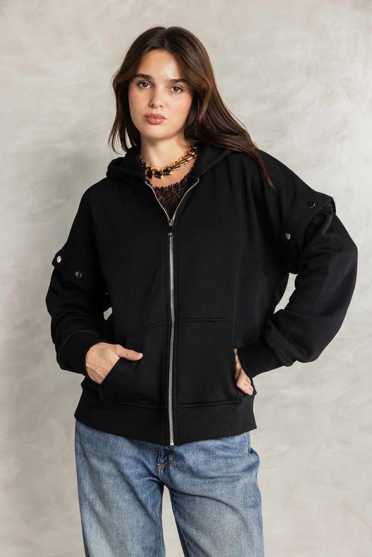 Black Removable Sweatshirt