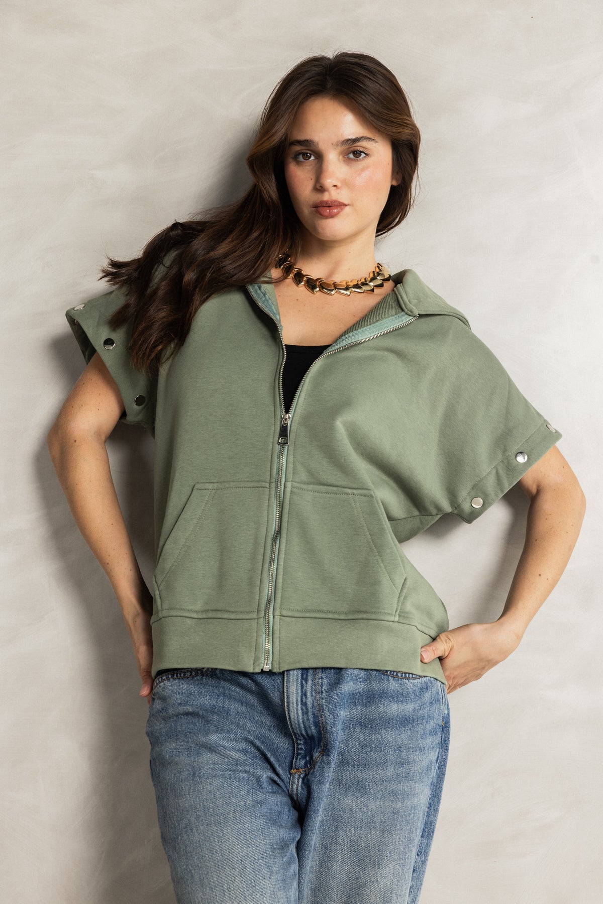 Olive Removable Sweatshirt