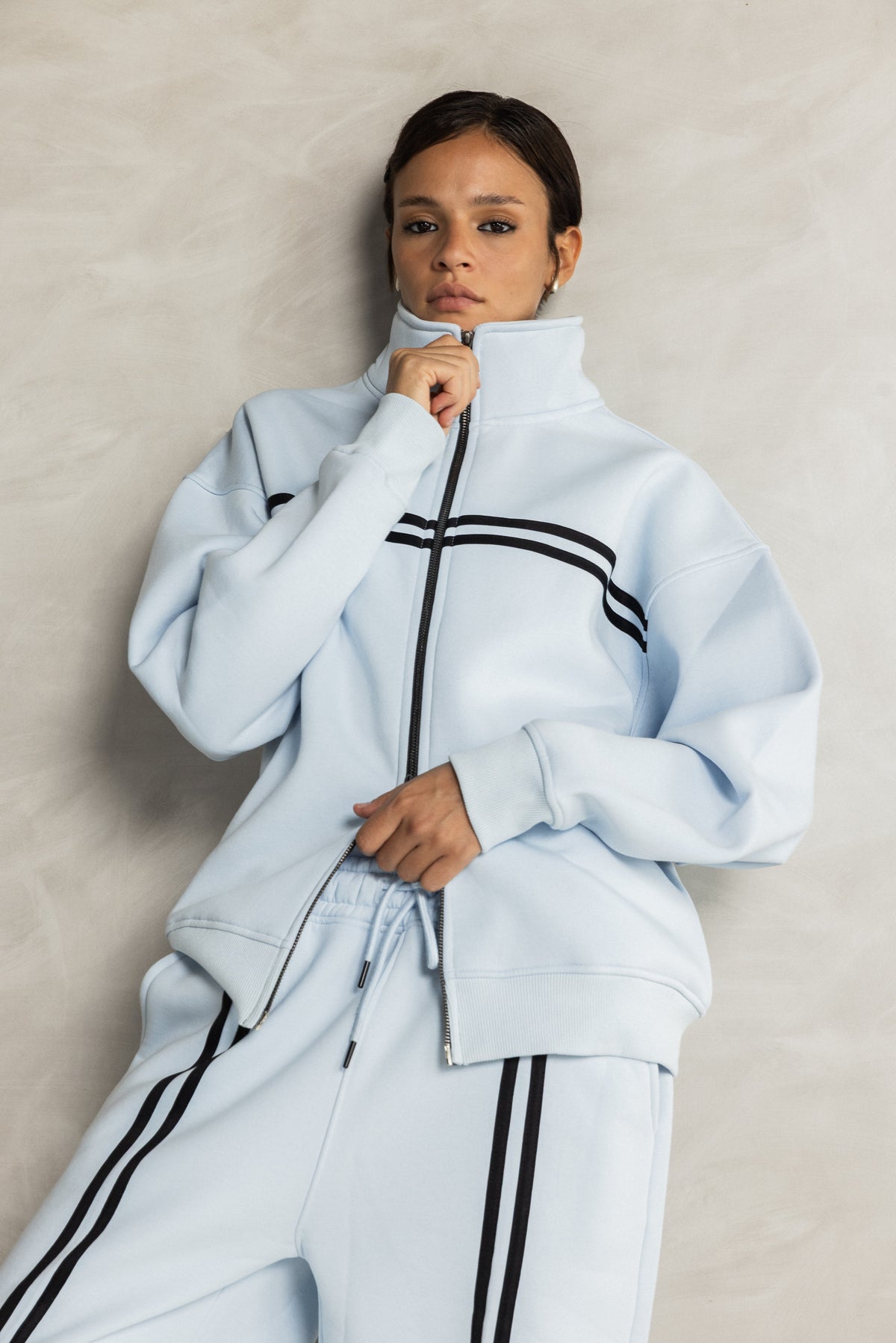 Light Blue Zip-up Tracksuit Set