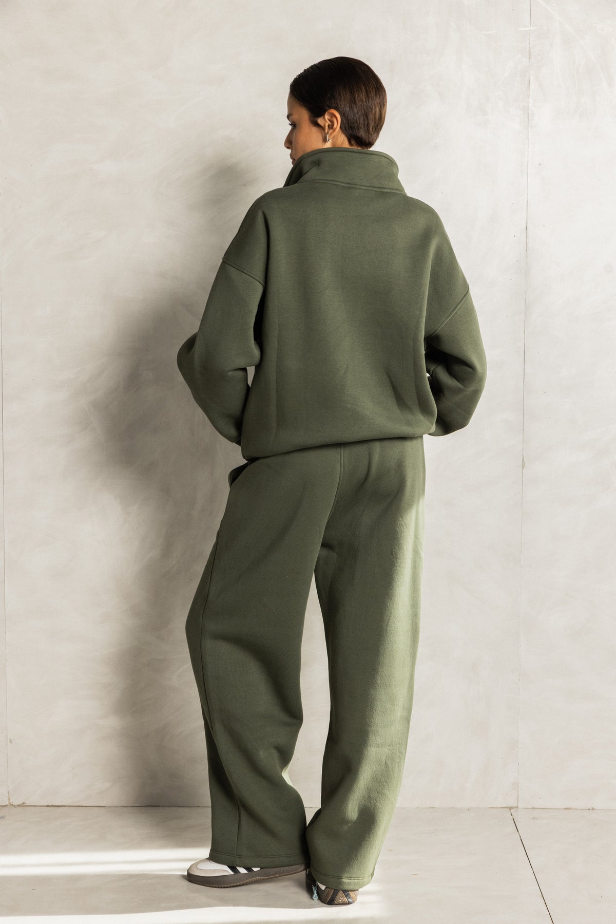 Olive Zip-up Tracksuit Set