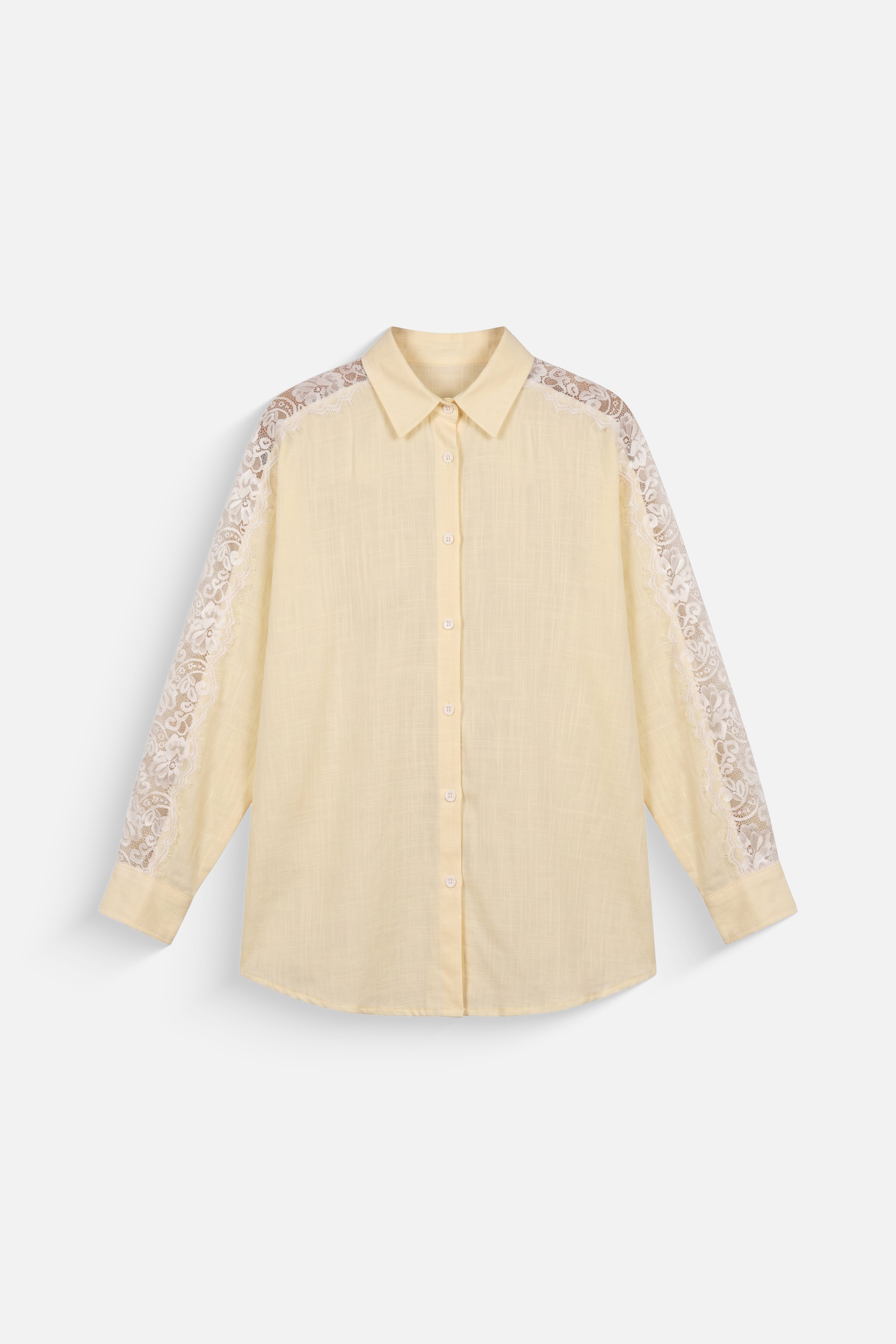 butter yellow lace linen shirt