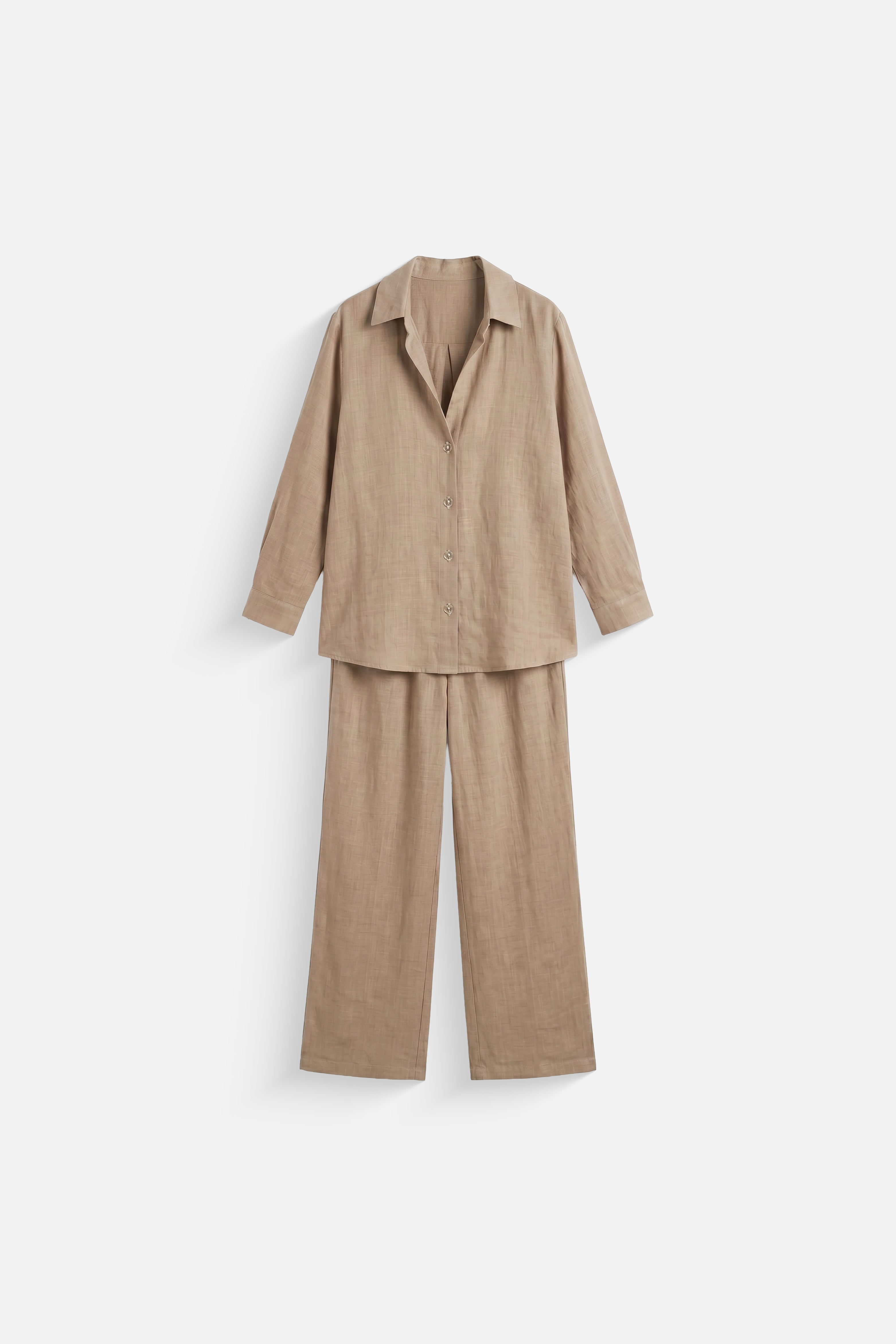Stripped linen beige set