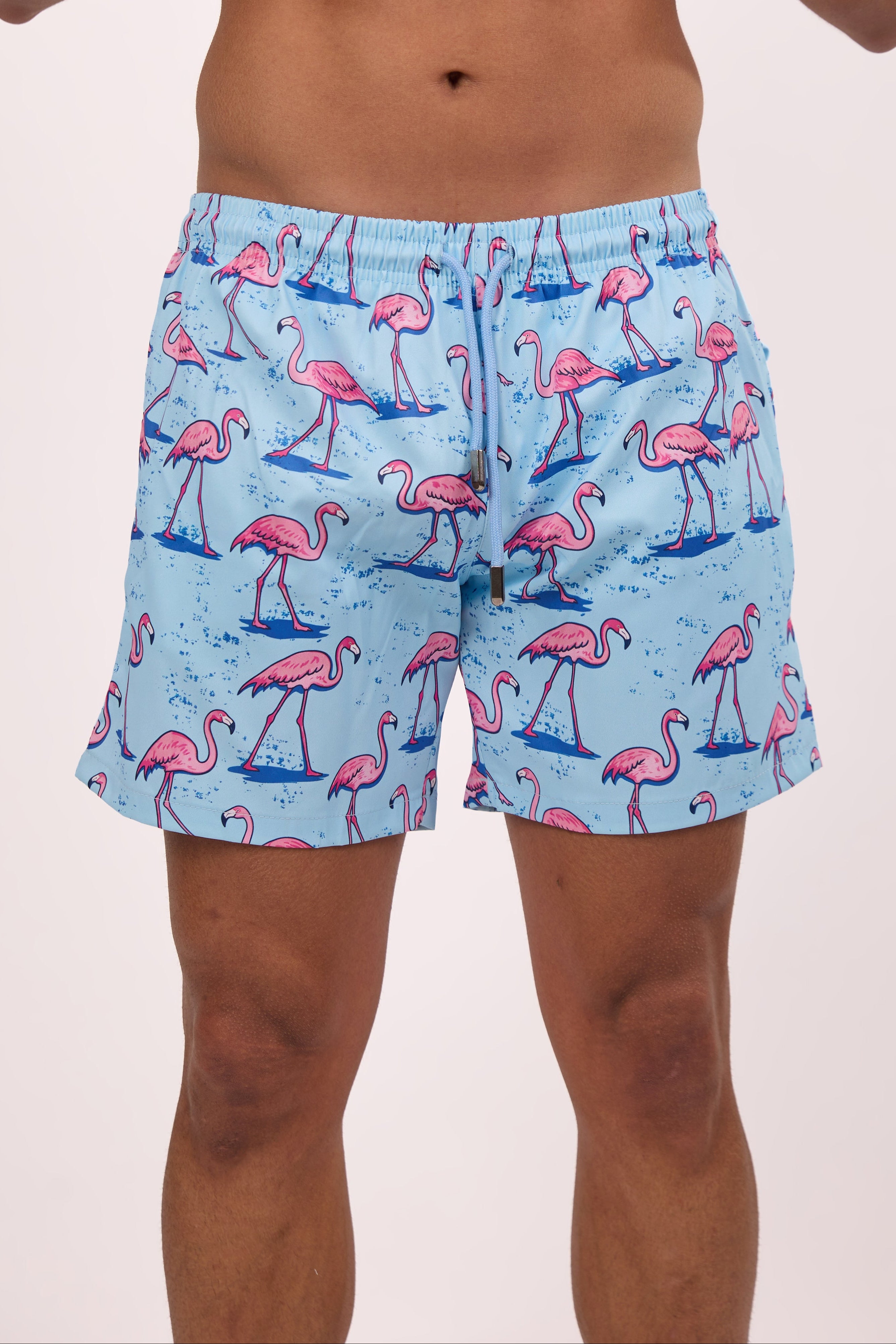 pink flamingo swim shorts