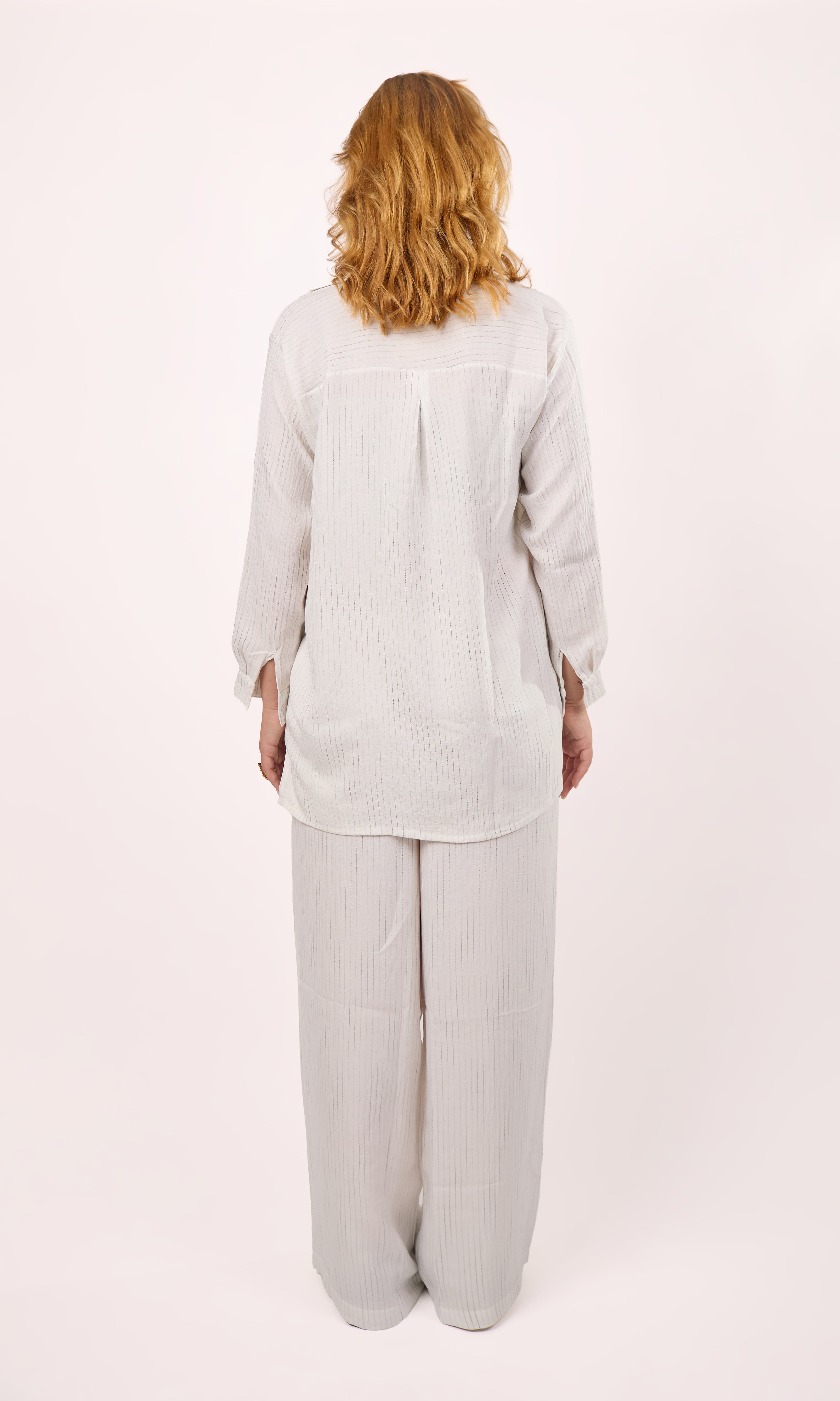 Stripped linen white set