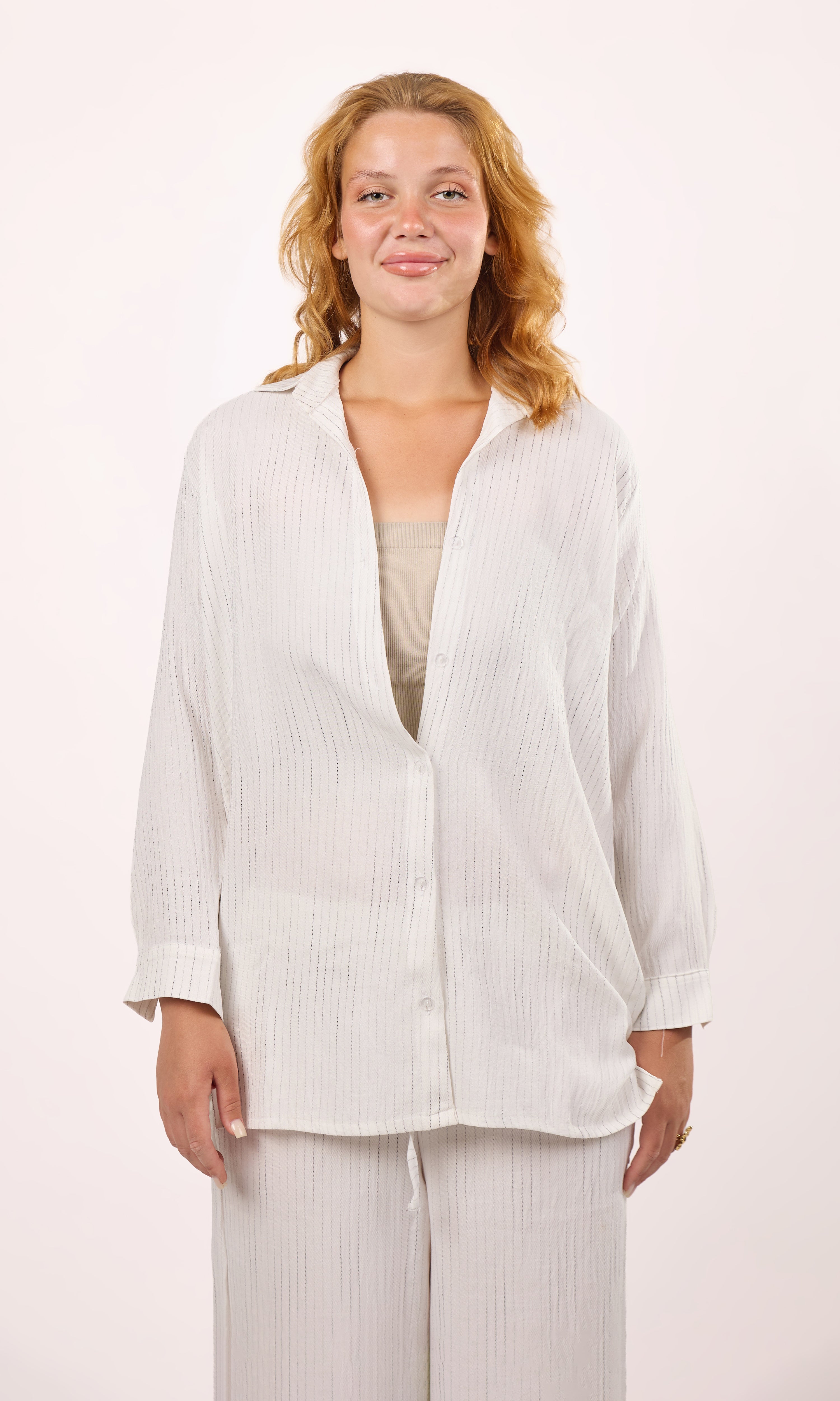 Stripped linen white set