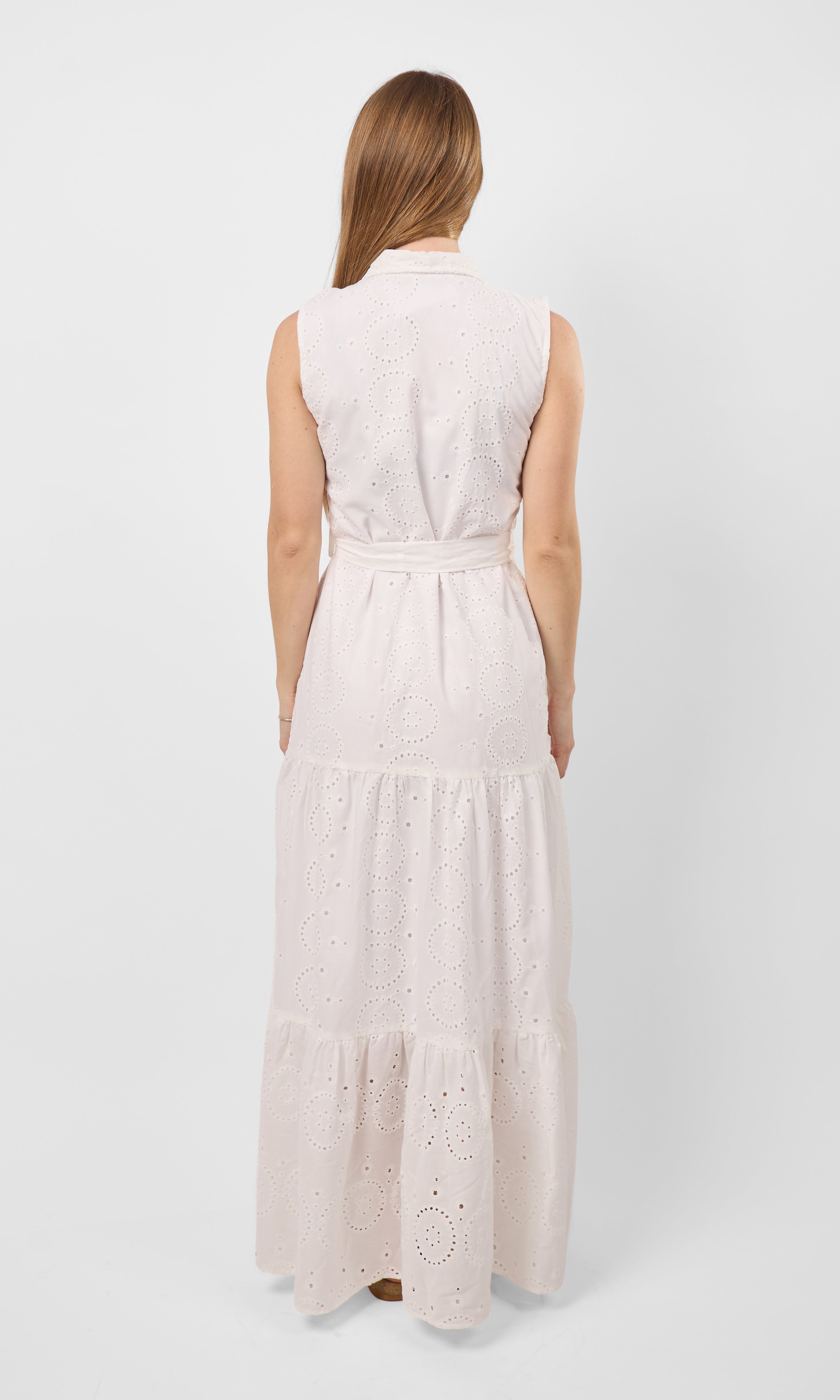 Sleeveless Embroidered long dress