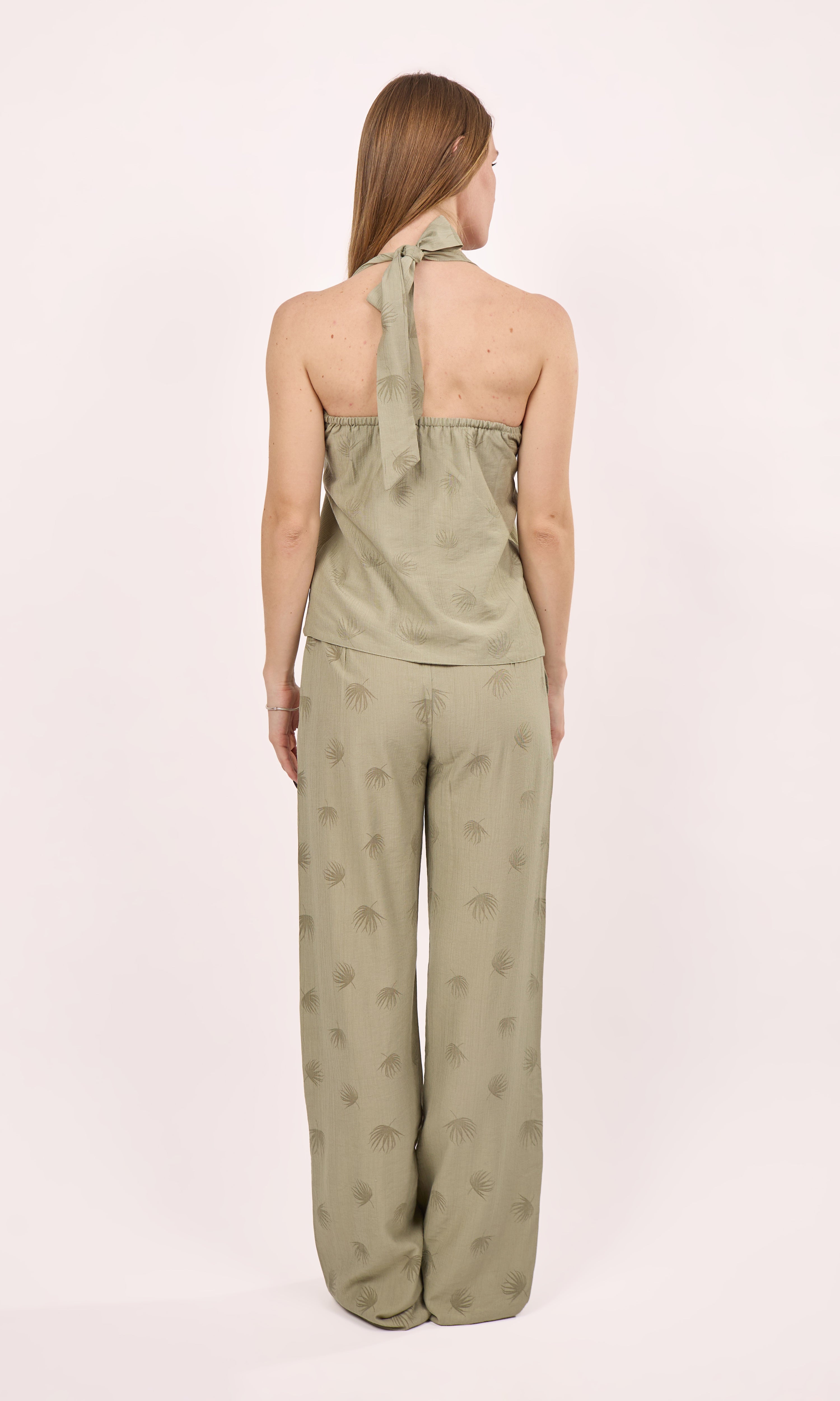 Halter neck pattern set in olive