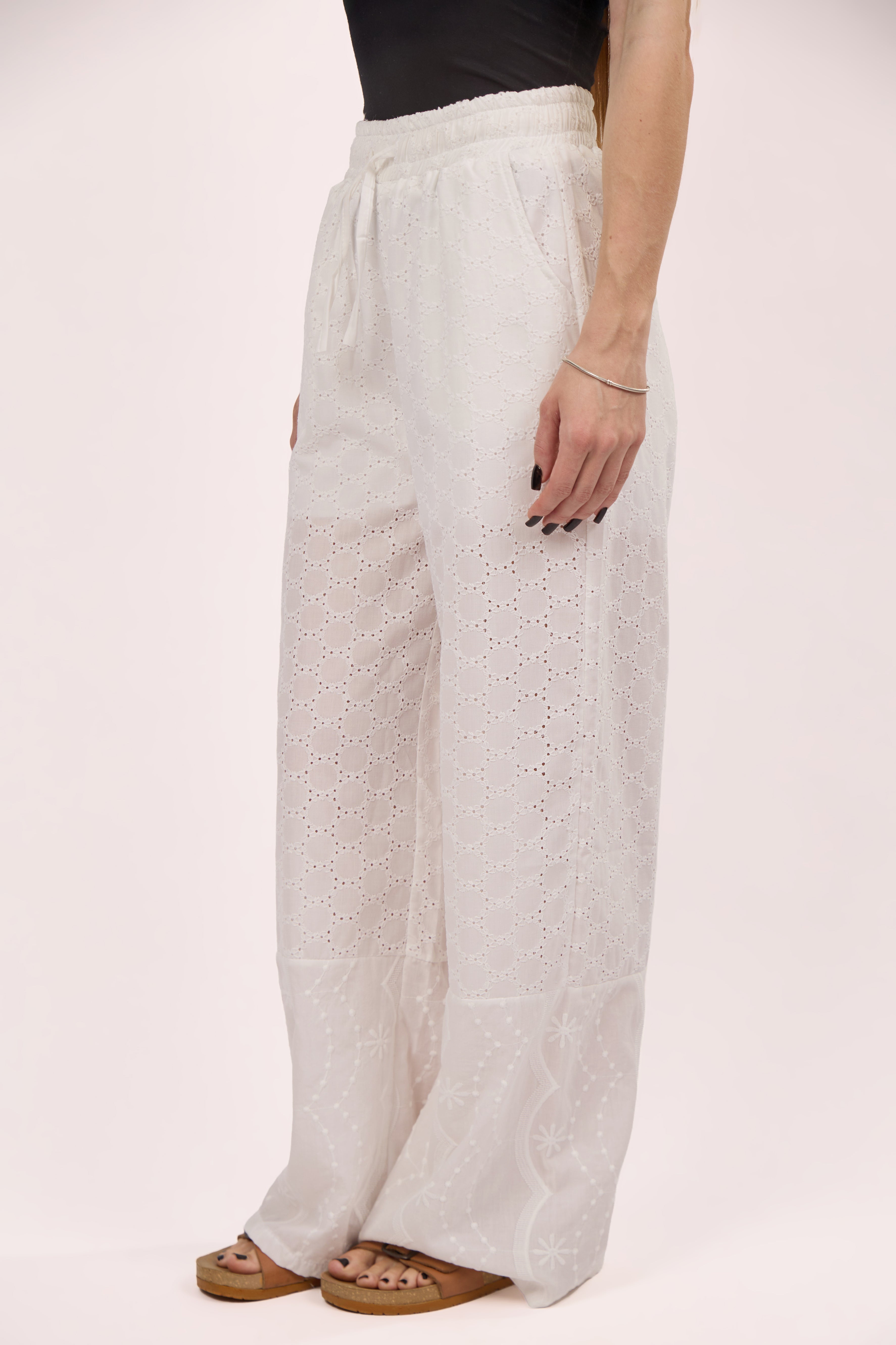Embroidered white pants