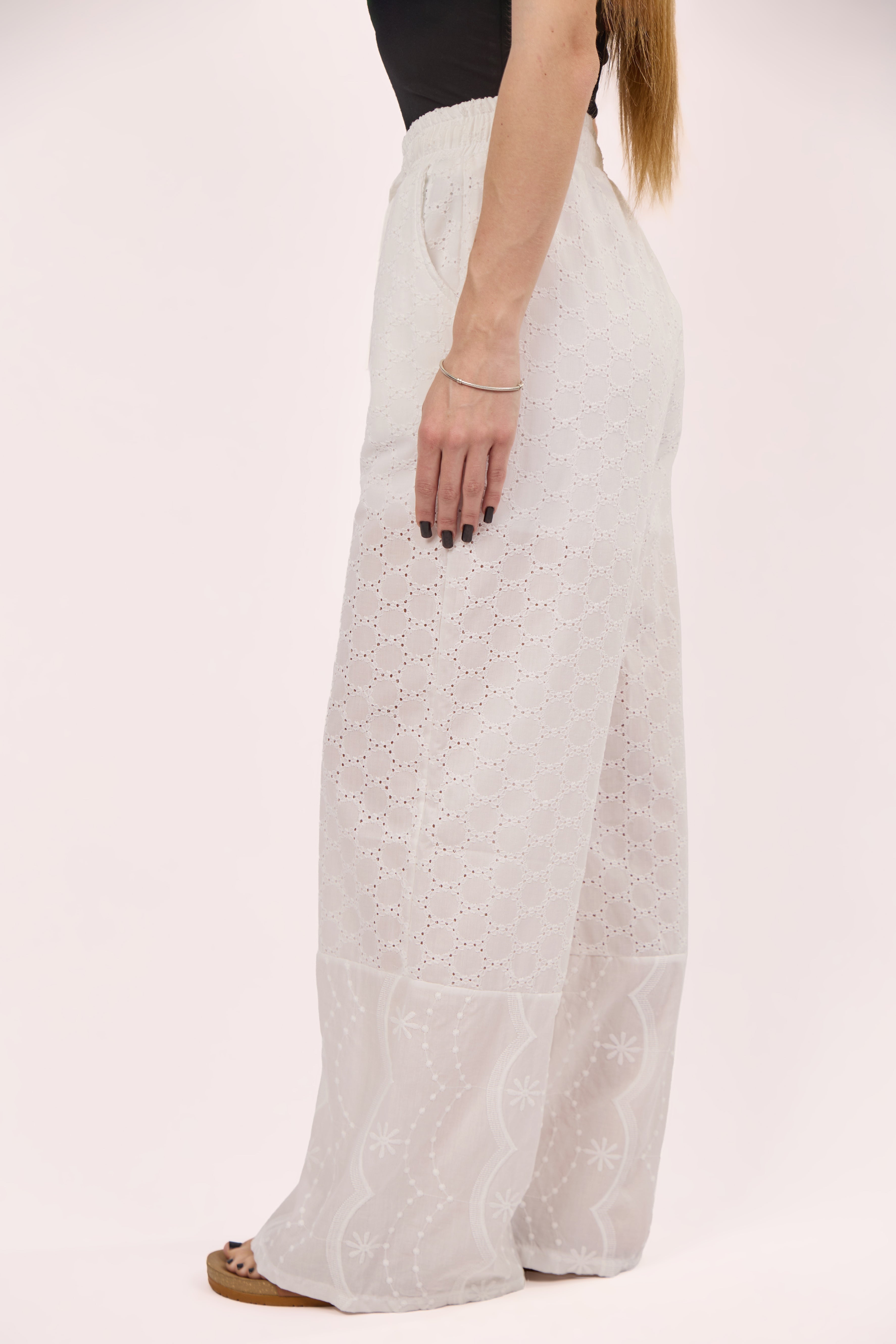 Embroidered white pants