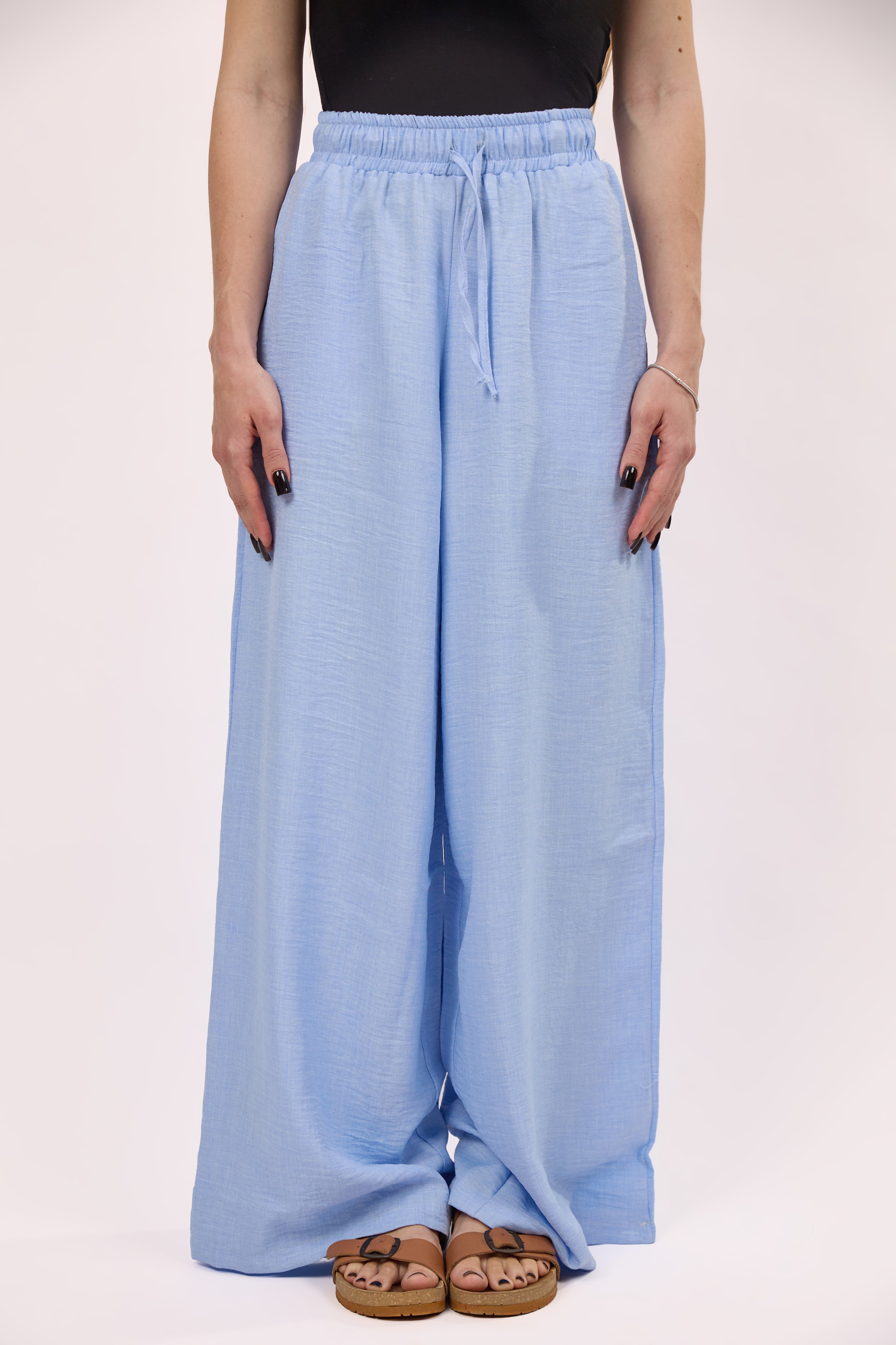 Linen blend pants in blue