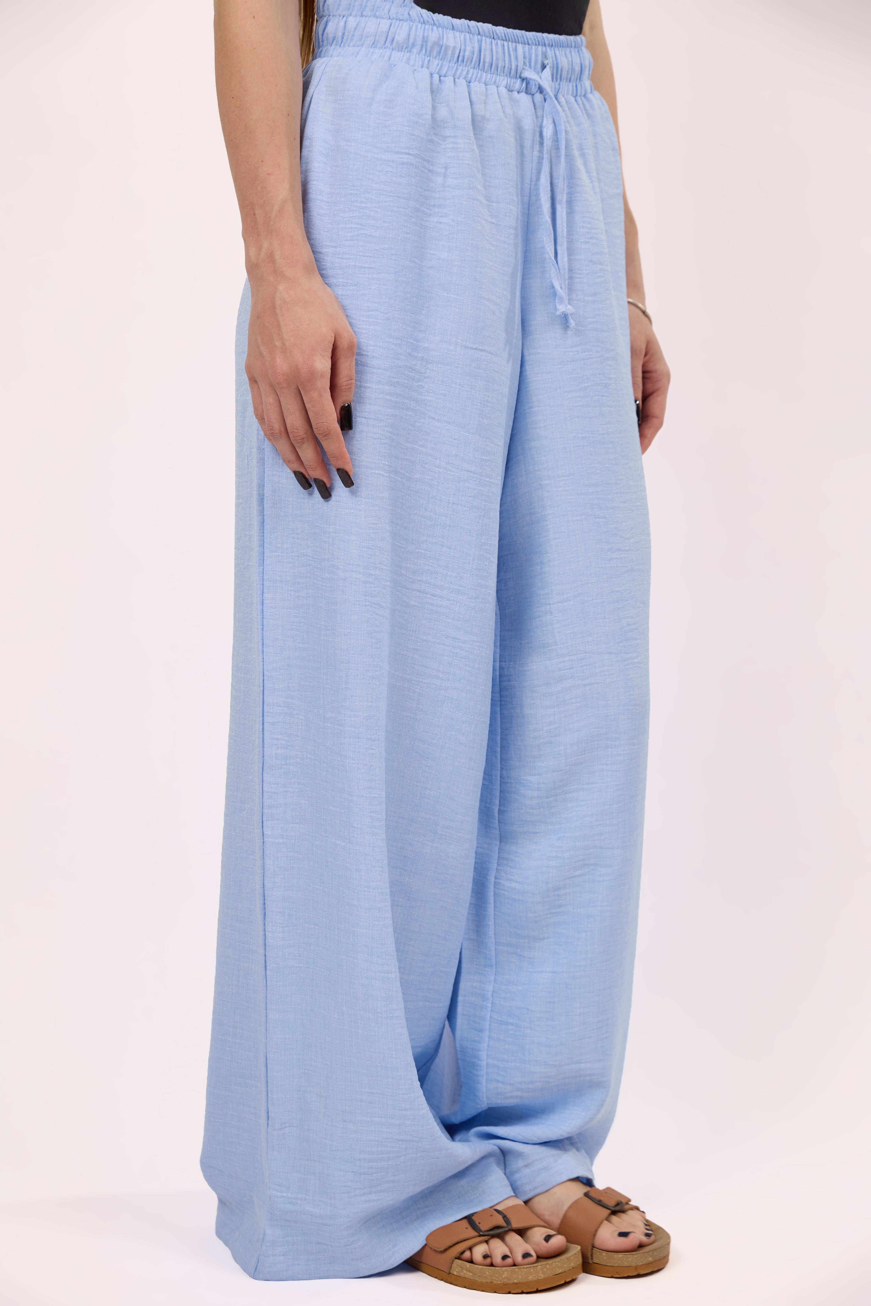 Linen blend pants in blue