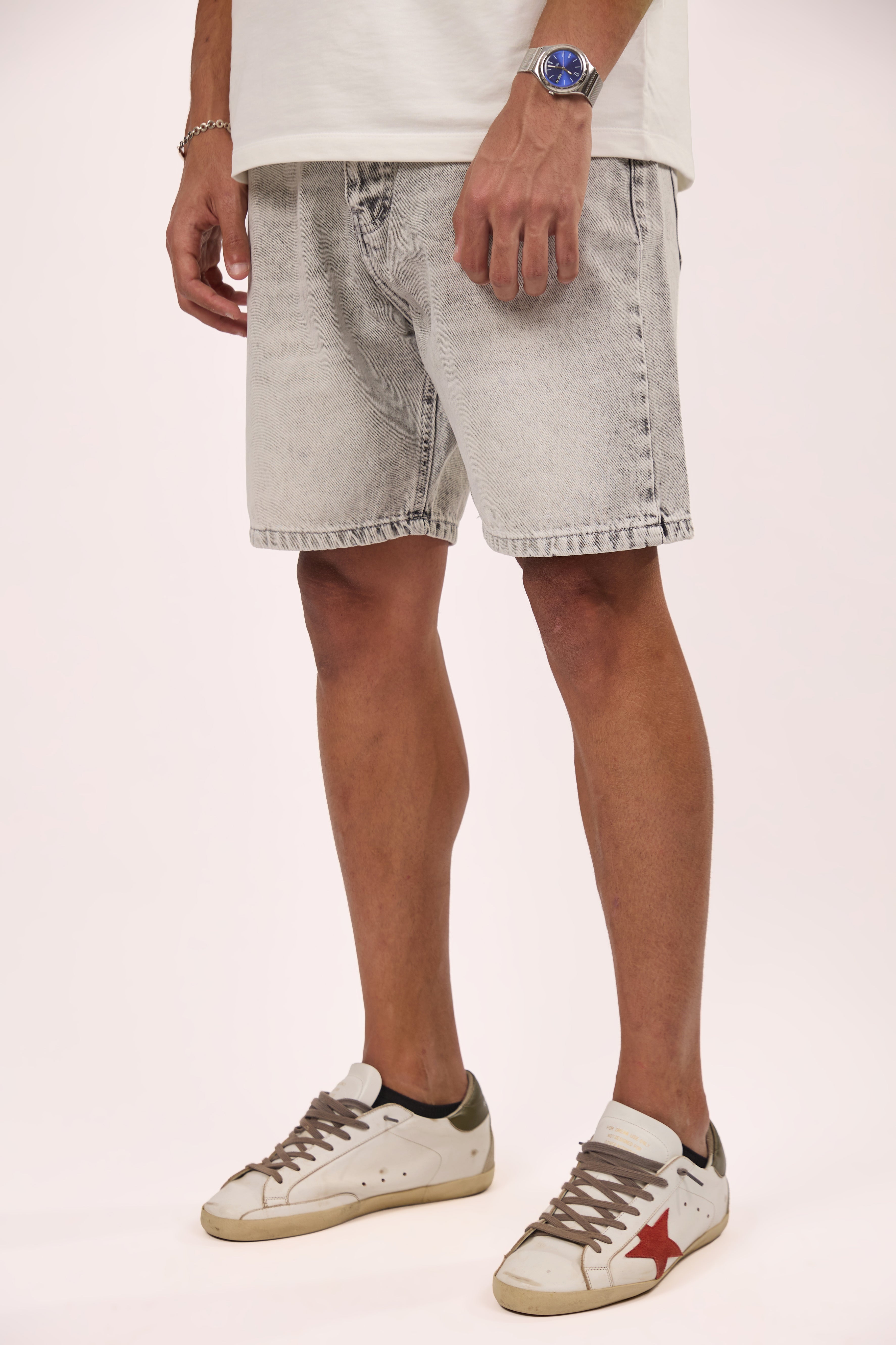 Regular Fit Denim short Grey