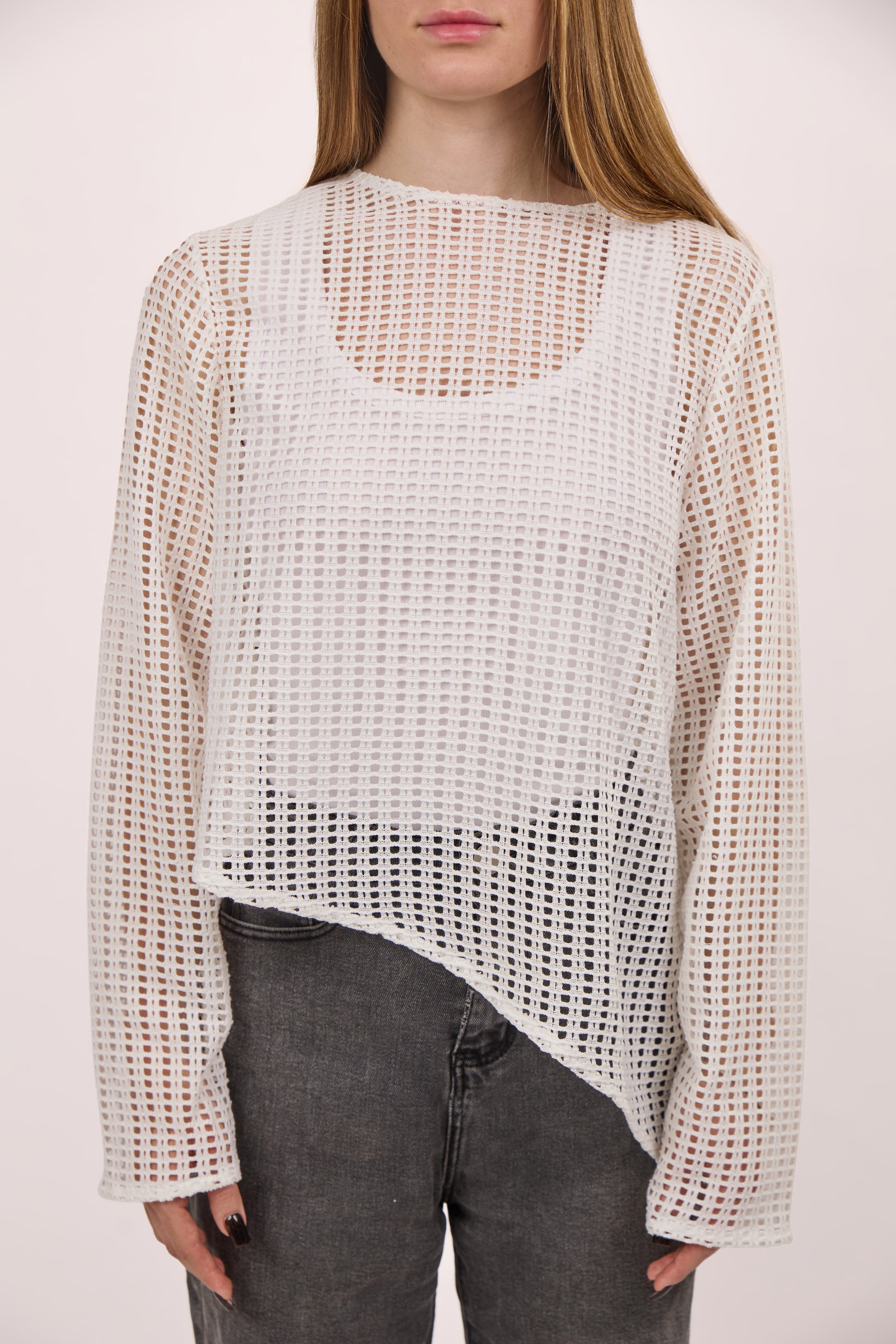 White Asymmetrical knit shirt