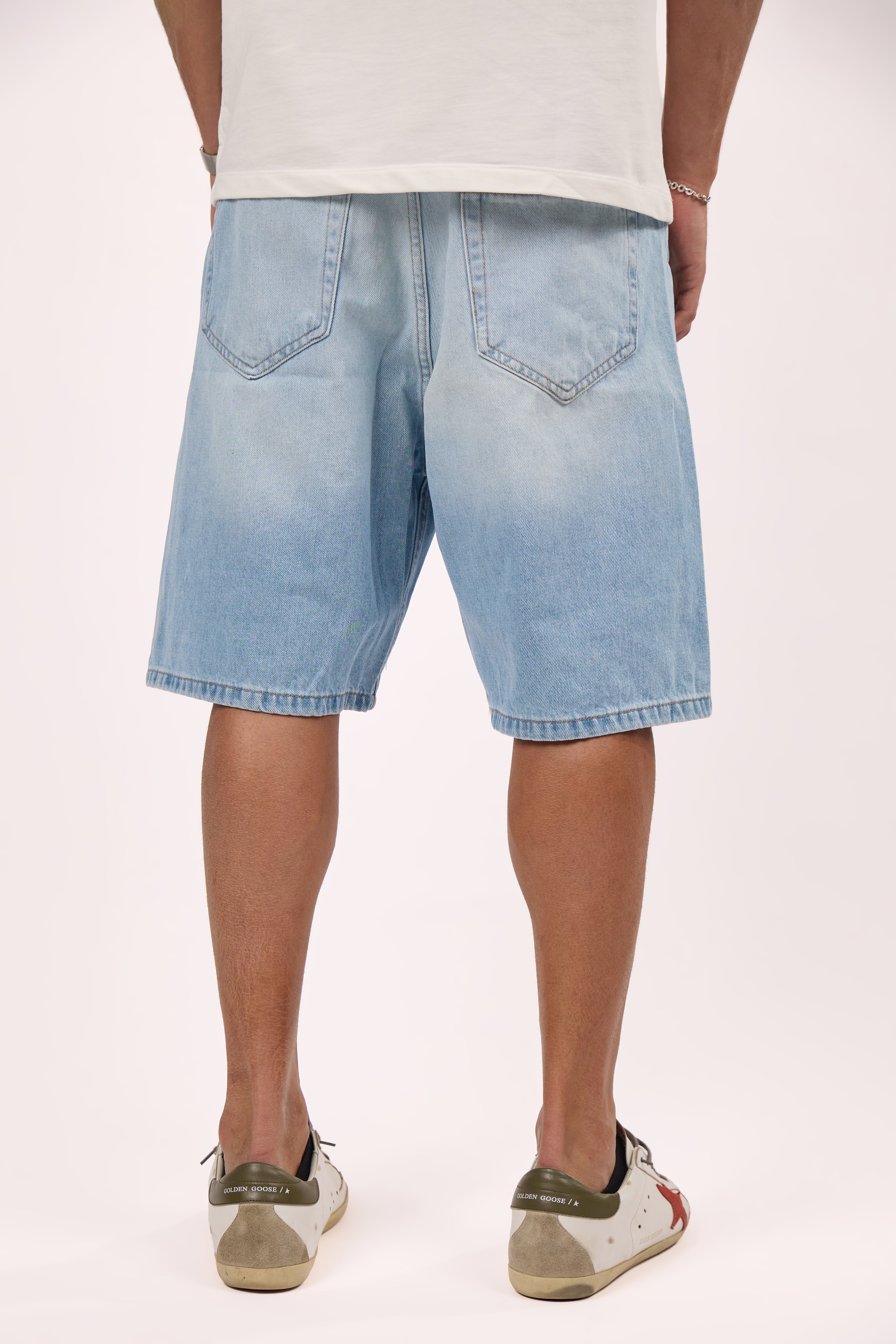 Straight fit denim short Light Blue