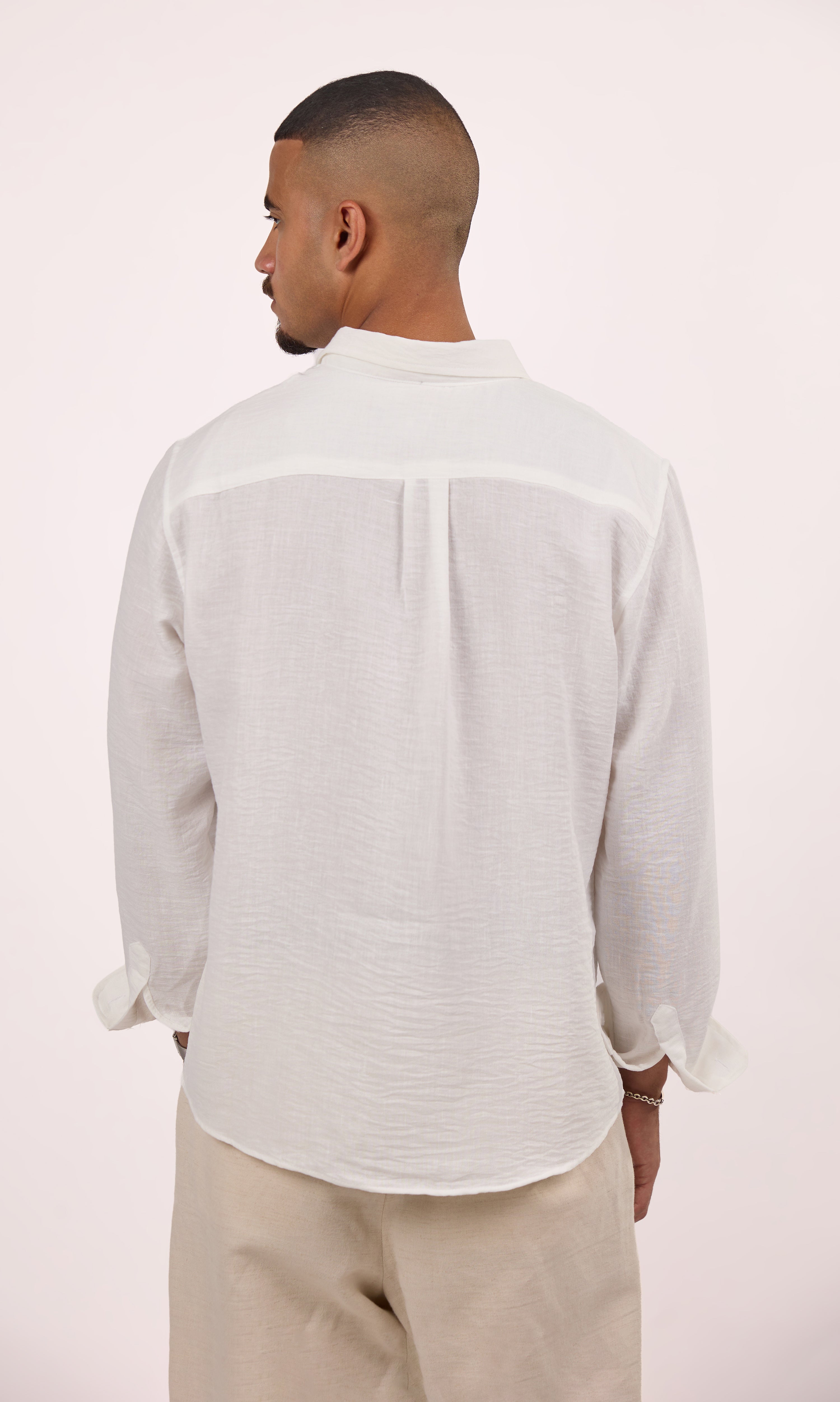 White Blended linen shirt