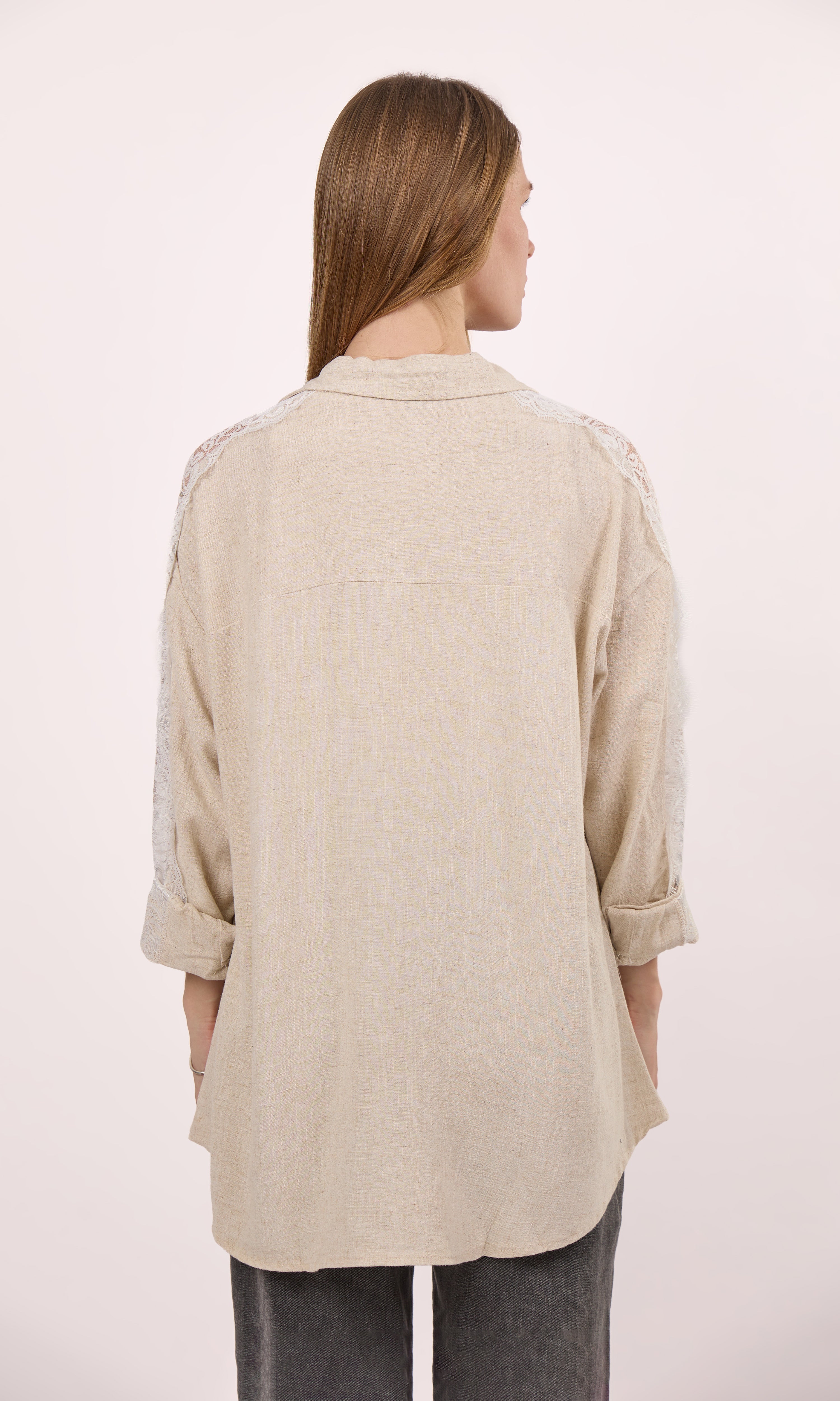 Beige Lace linen shirt