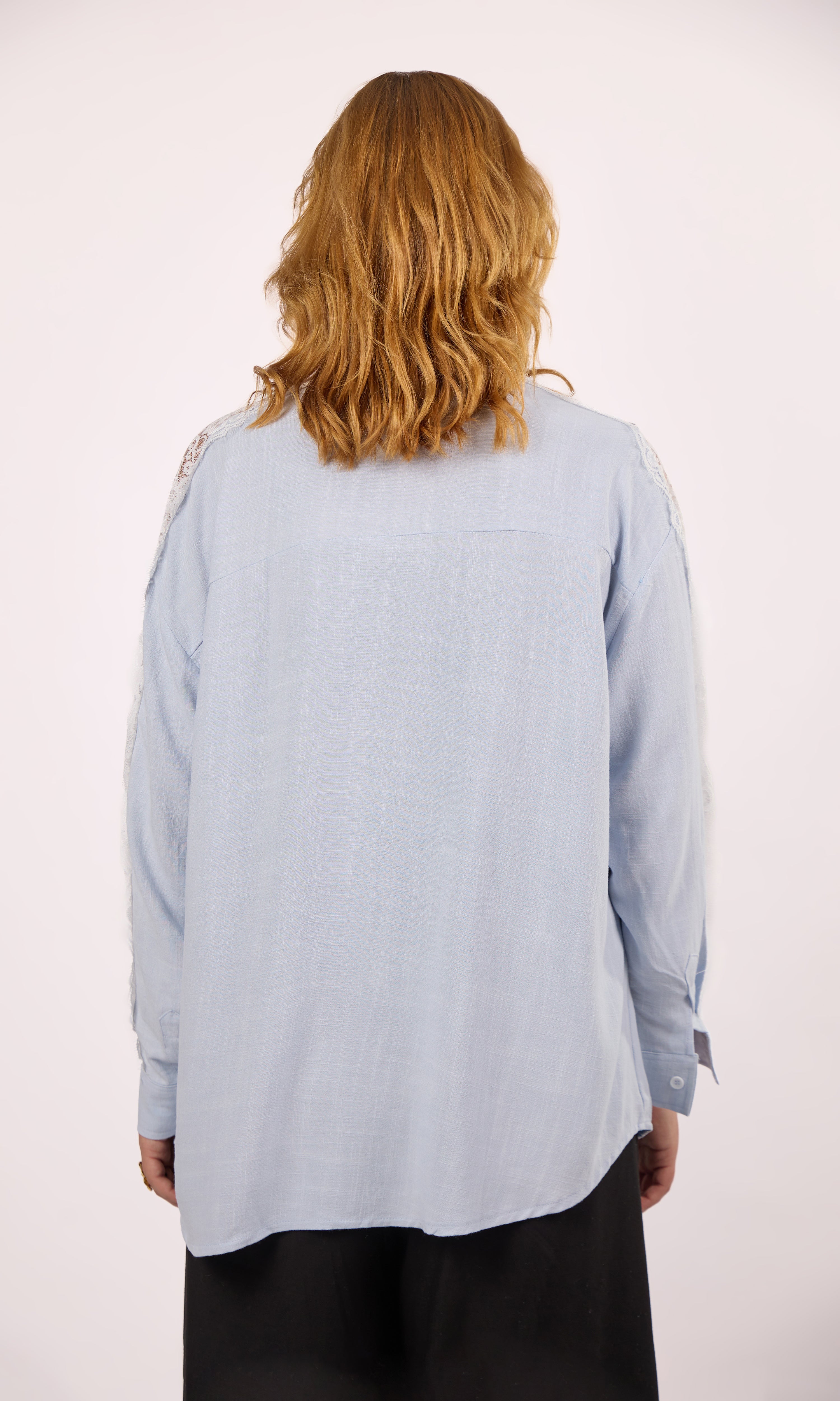BabyBlue Linen Lace shirt