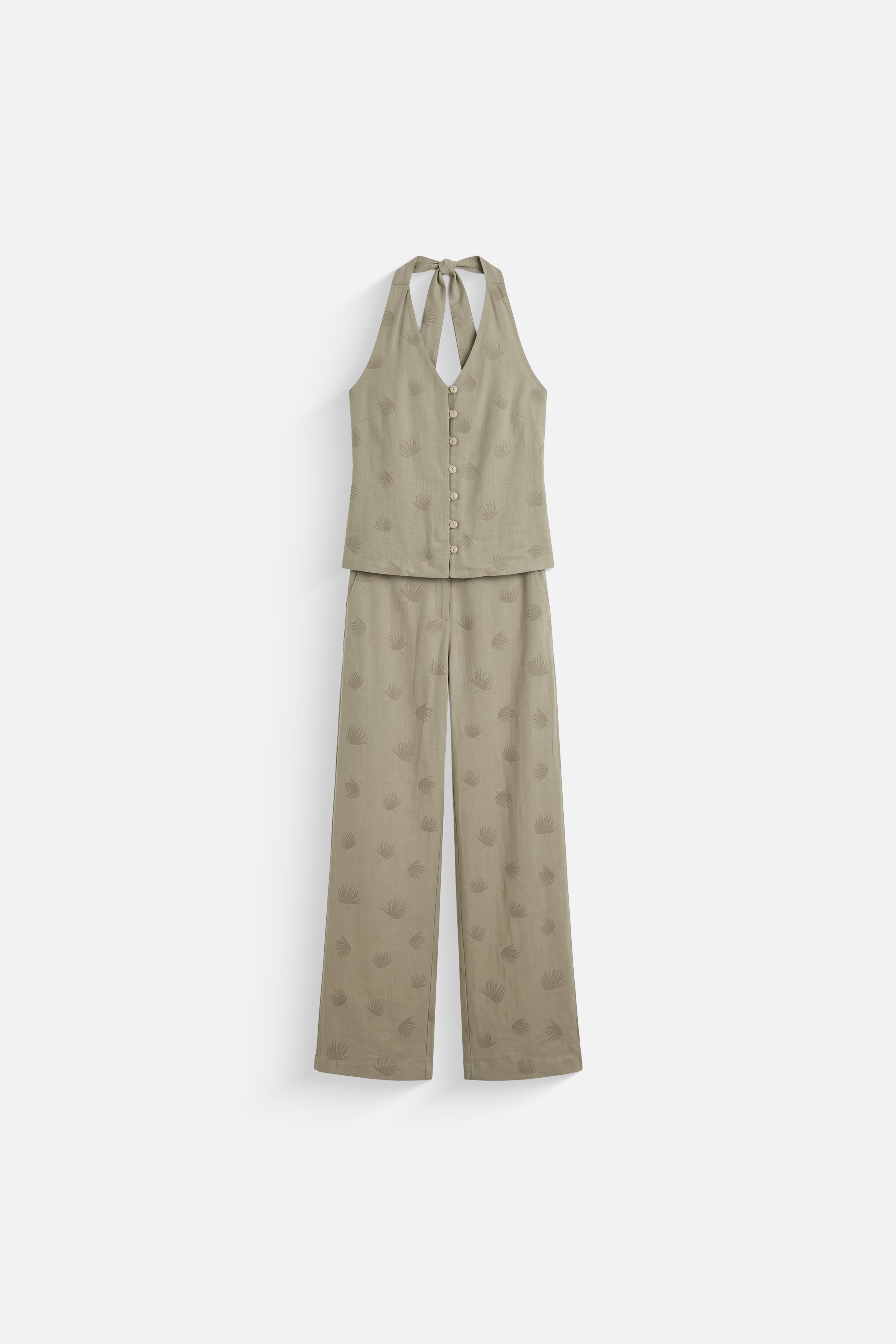Halter neck pattern set in olive