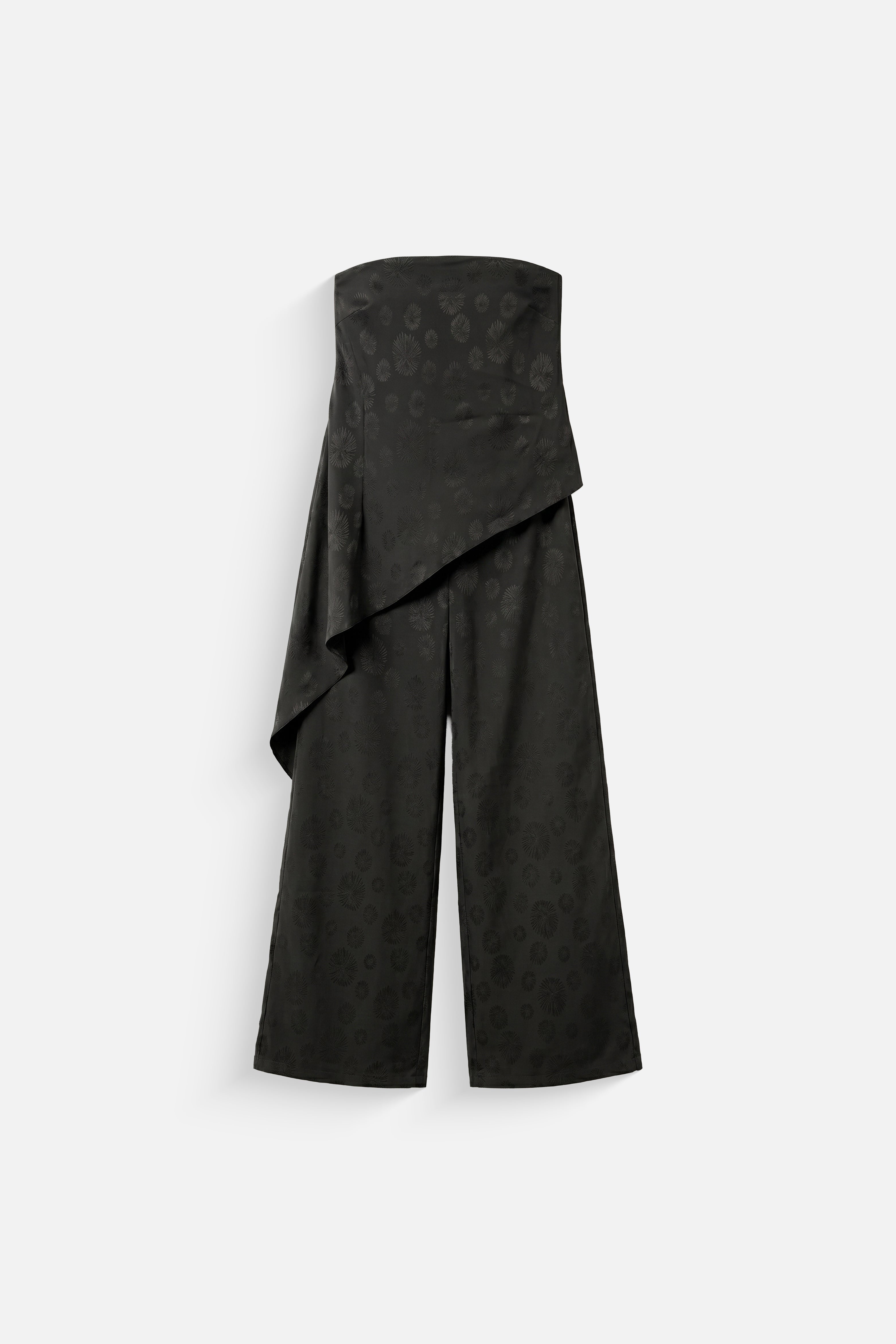 Asymmetrical satin set in black
