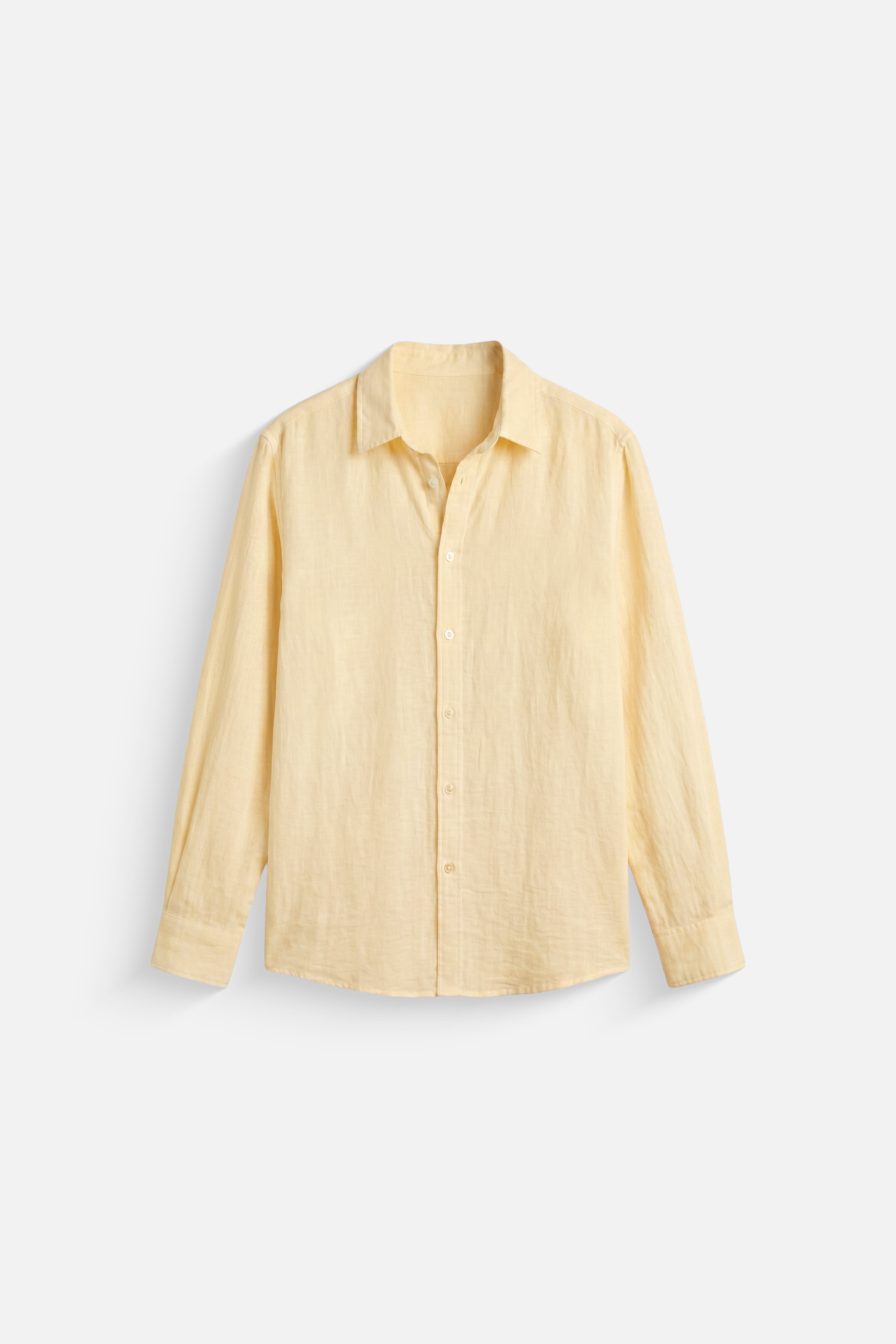 Butter yellow blended linen shirt