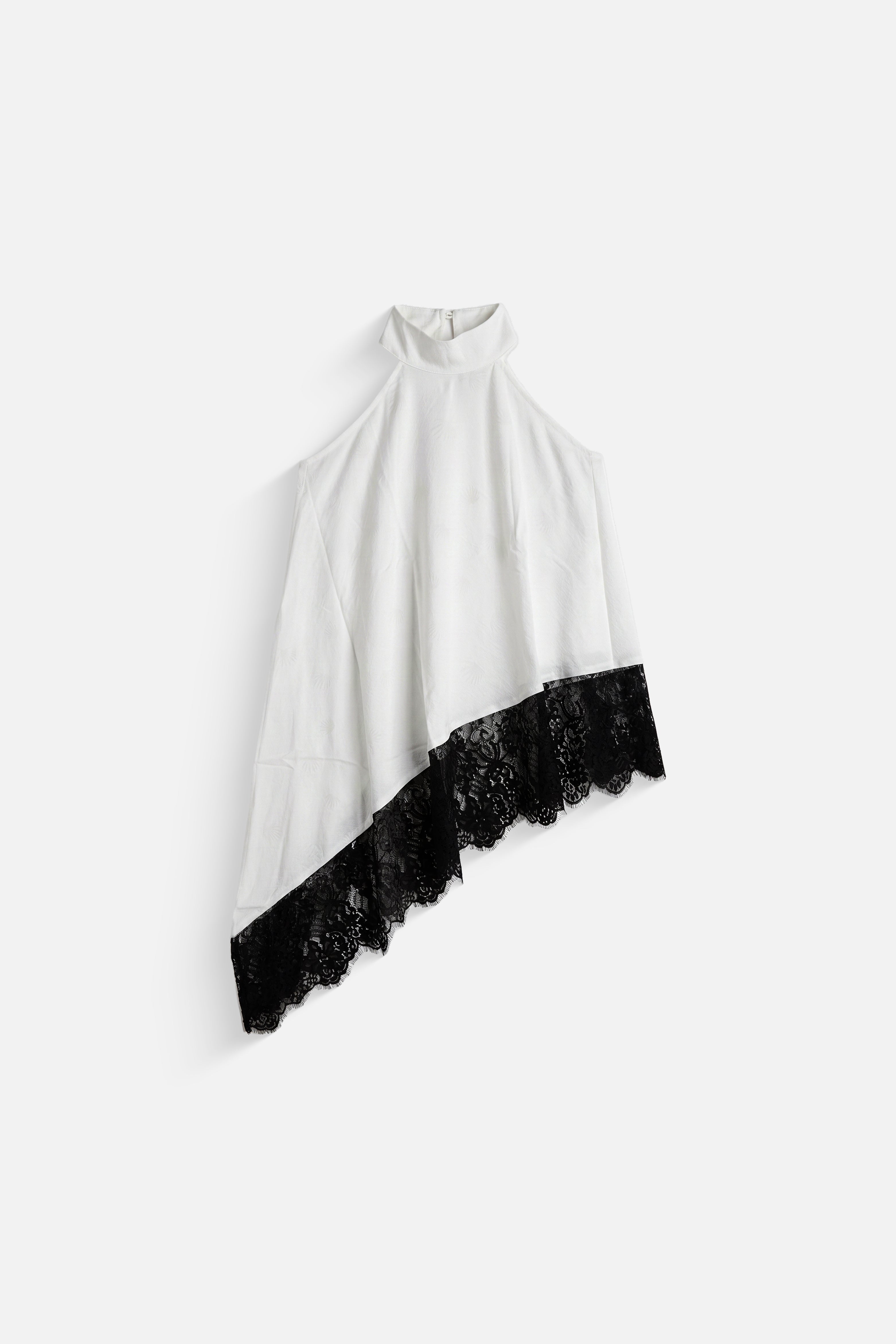 Asymmetrical white lace top