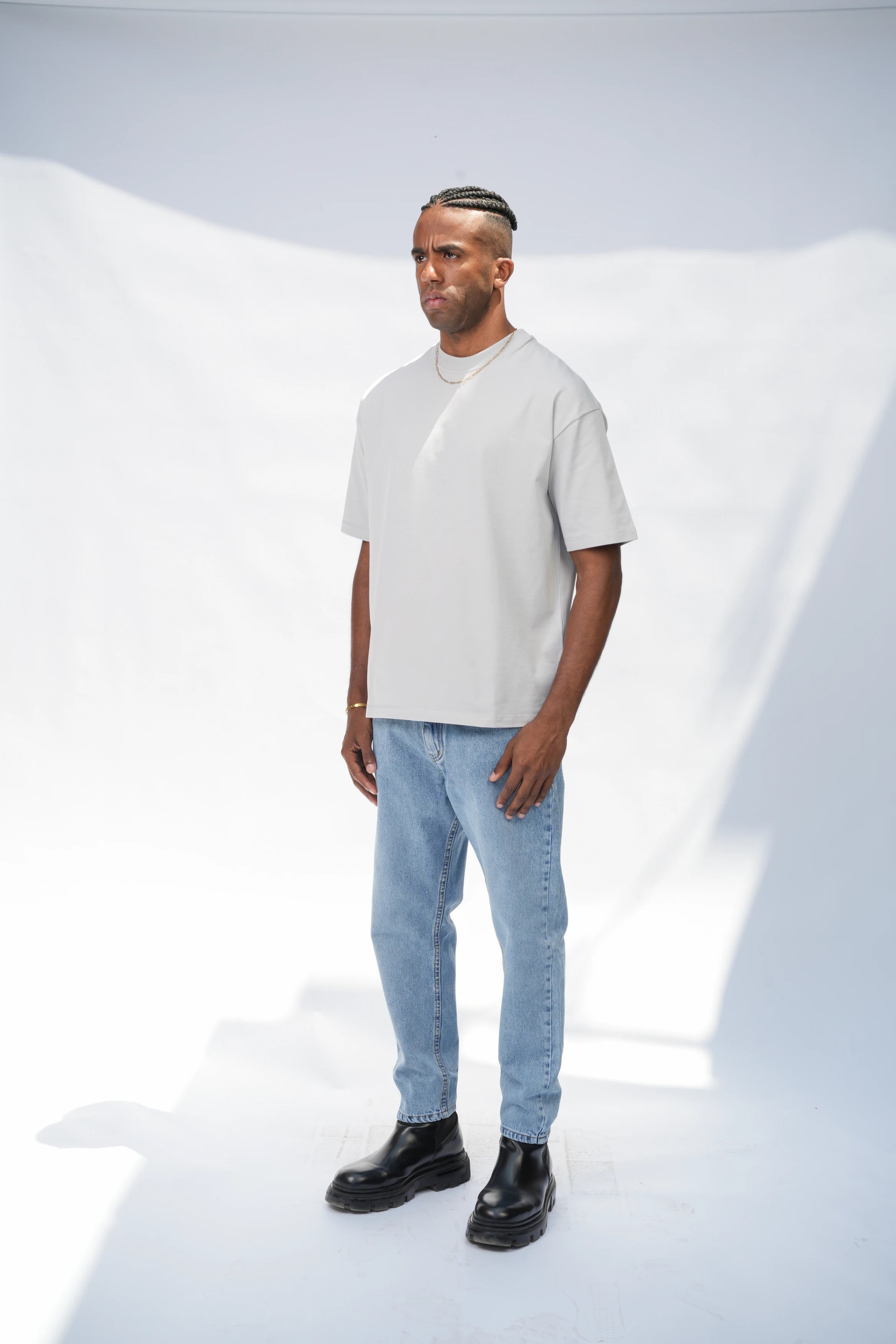 Cropped Fit Jeans Mid Blue