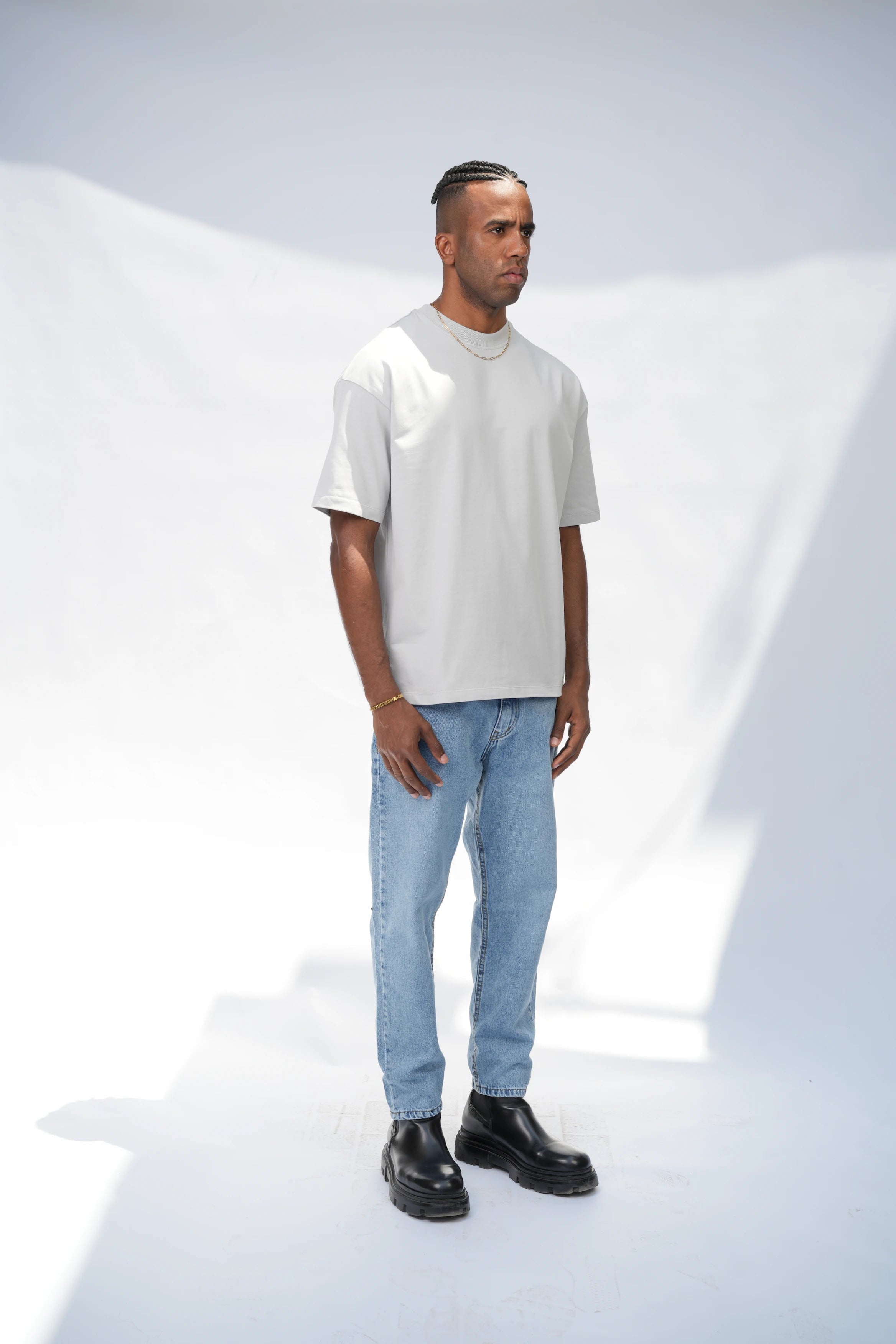 Cropped Fit Jeans Mid Blue