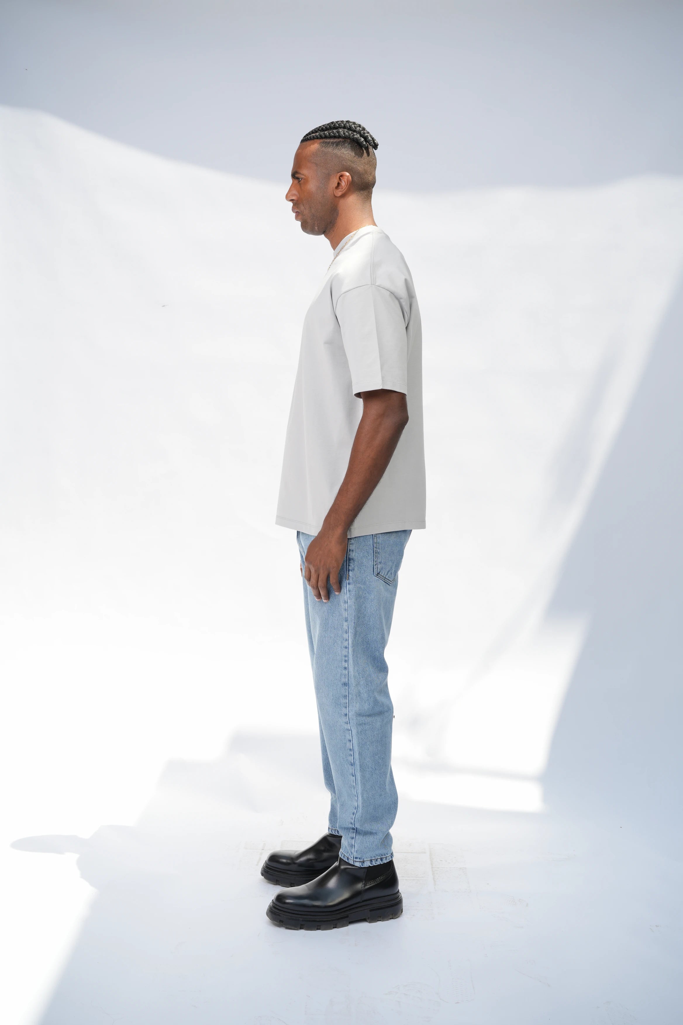 Cropped Fit Jeans Mid Blue