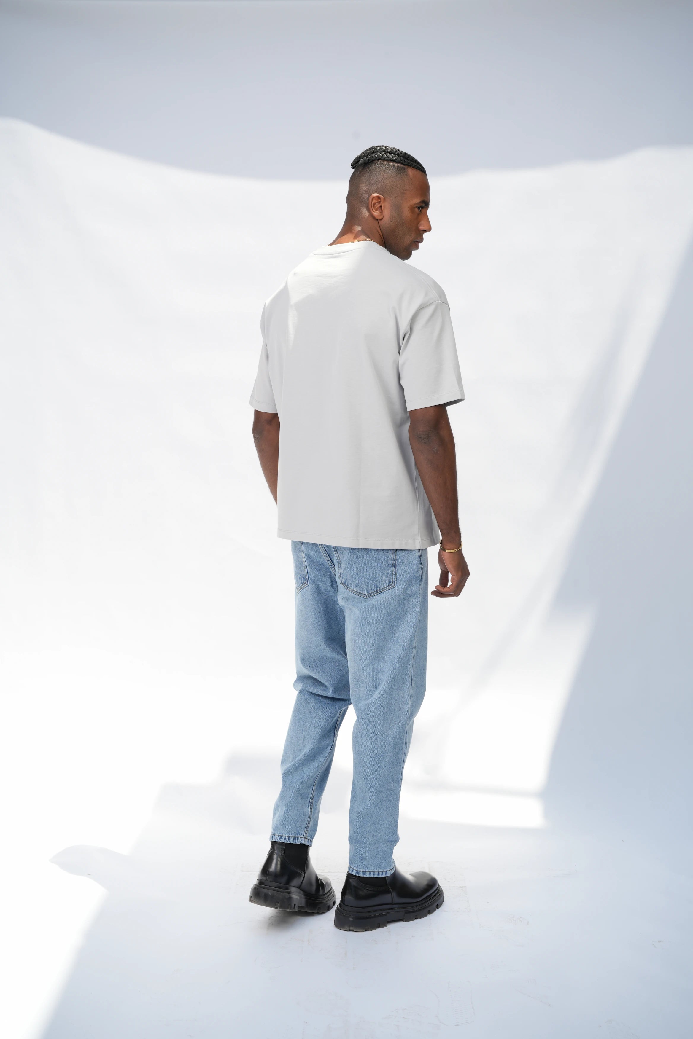 Cropped Fit Jeans Mid Blue