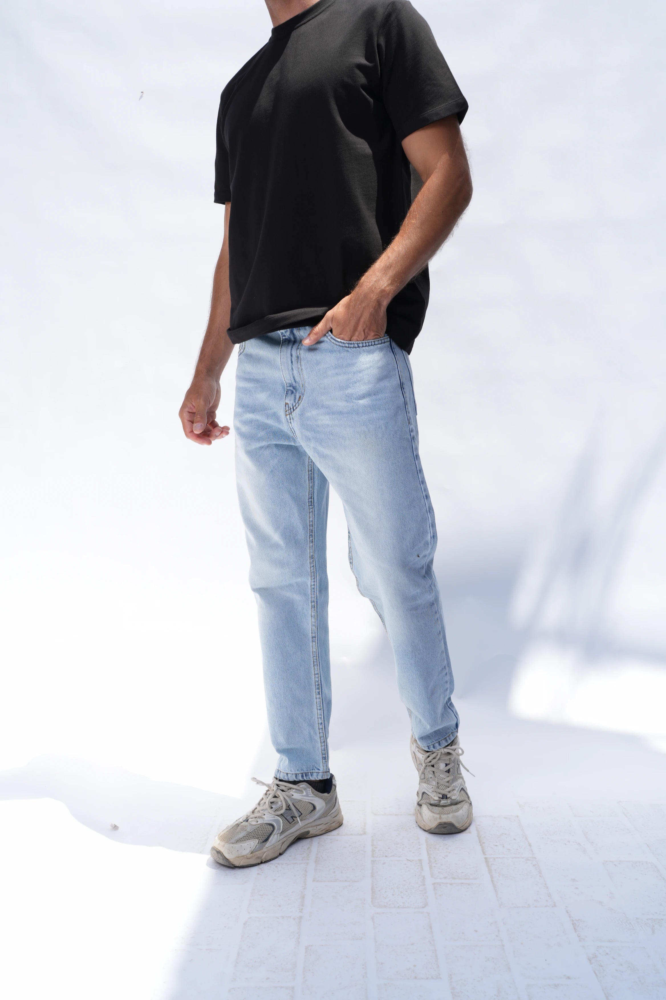 Cropped Fit Jeans Light Blue