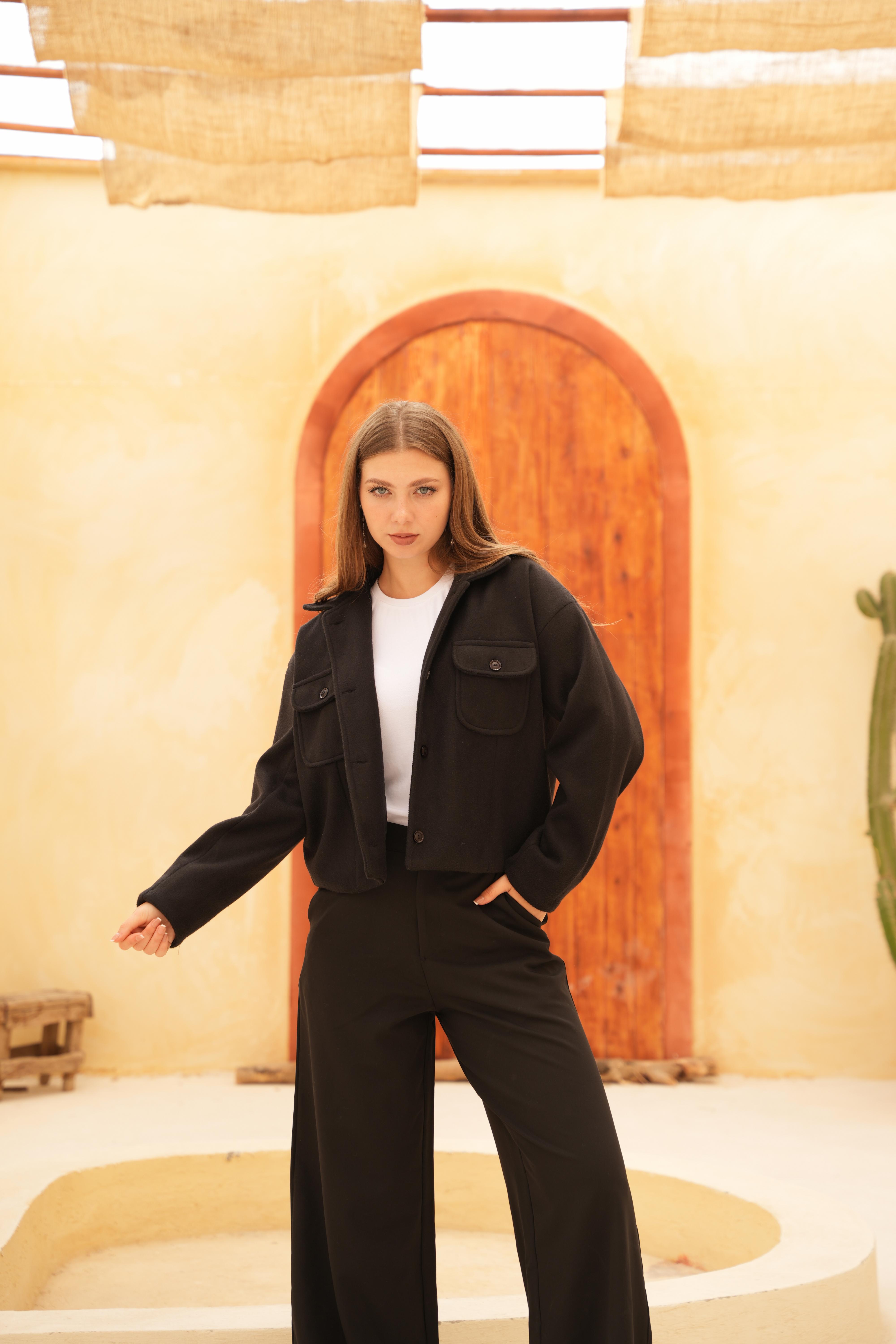 Women Wool Jacket Black