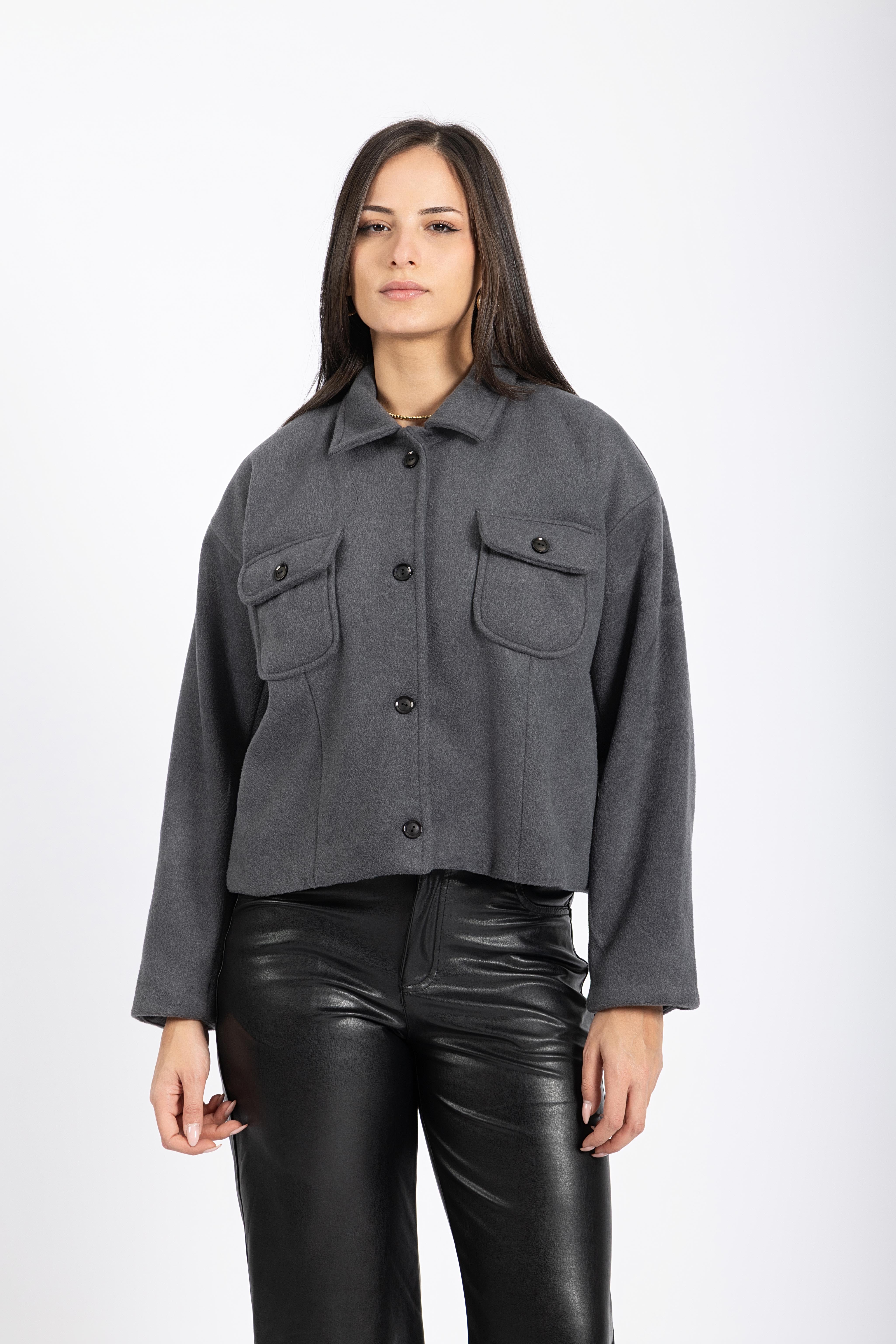 Women Wool Jacket Charcoal