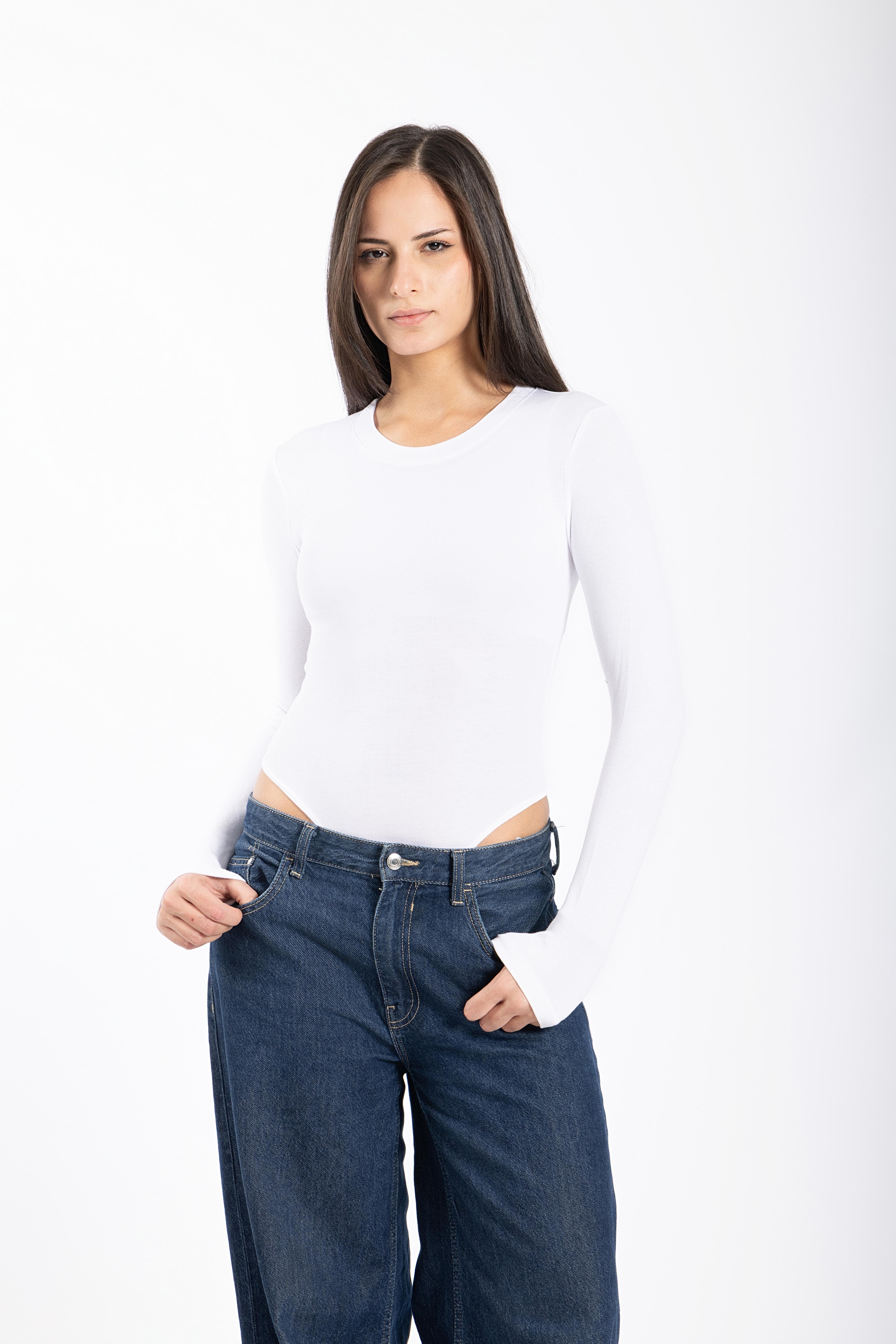 White long sleeve bodysuit