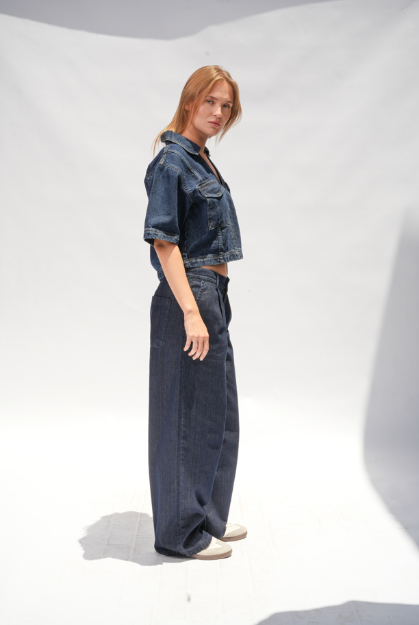 WIDE-LEG DENIM TROUSERS