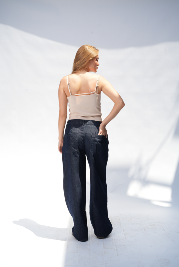 WIDE-LEG DENIM TROUSERS
