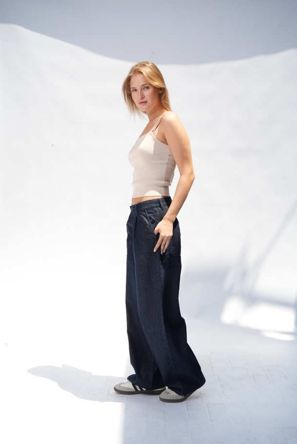 WIDE-LEG DENIM TROUSERS