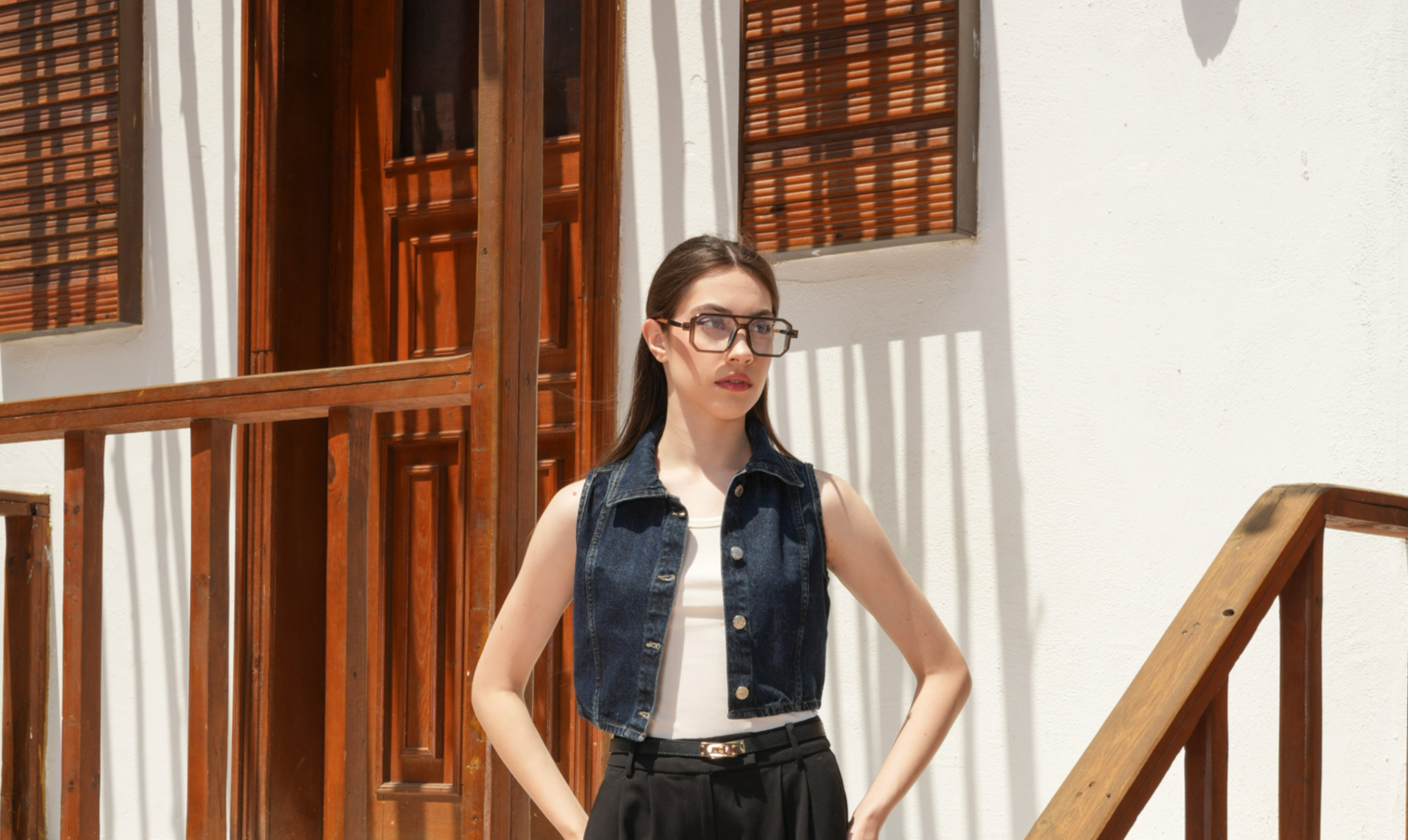 CROPPED DENIM WAISTCOAT