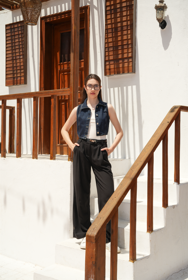 CROPPED DENIM WAISTCOAT