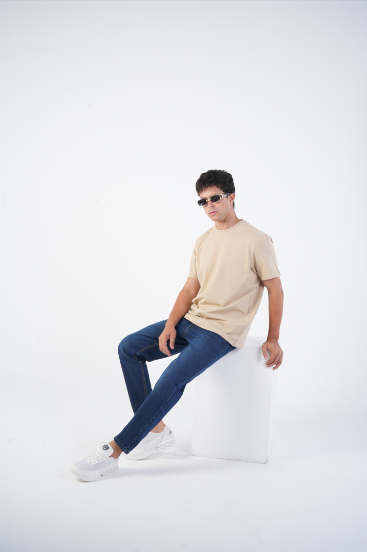 Cropped Fit Jeans Navy Blue