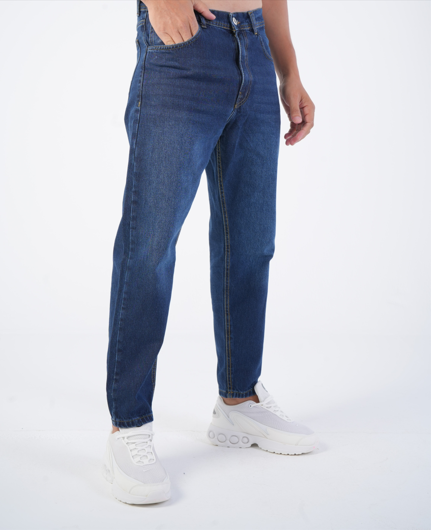 Cropped Fit Jeans Navy Blue