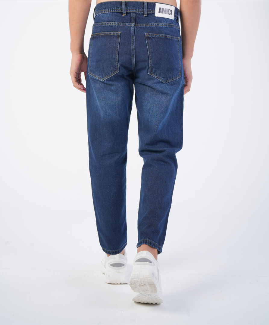 Cropped Fit Jeans Navy Blue