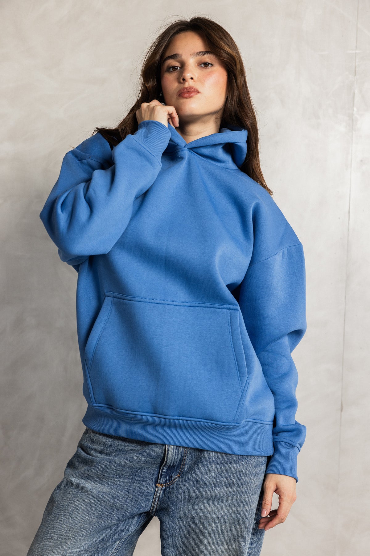Royal Blue Relaxed-Fit Hoodie