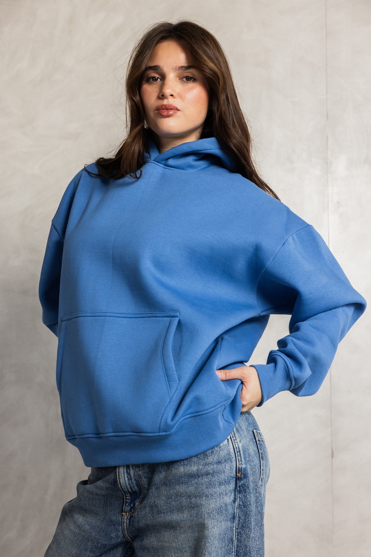 Royal Blue Relaxed-Fit Hoodie